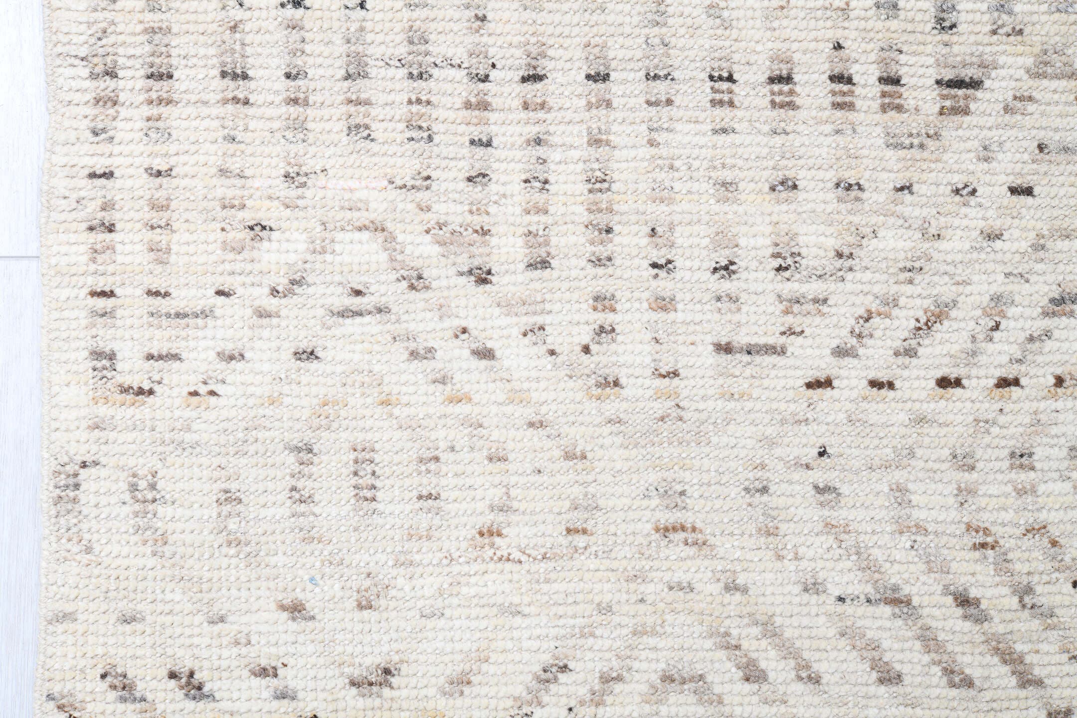 15' x 18' one-of-a-kind handmade vintage Tulu oversize rug. Color palette: ivory, cream, beige, taupe, gray