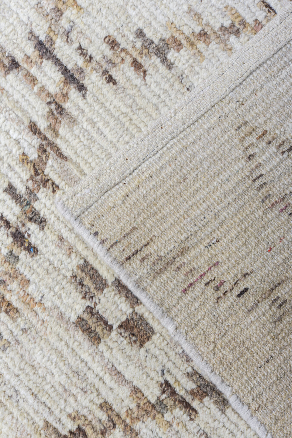 13' x 16' one-of-a-kind handmade vintage Tulu oversize rug. Color palette: ivory, taupe, beige, blush, rose, sage, charcoal
