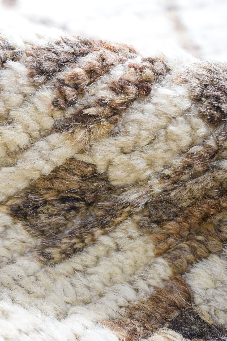 13' x 16' one-of-a-kind handmade vintage Tulu oversize rug. Color palette: ivory, taupe, beige, blush, rose, sage, charcoal