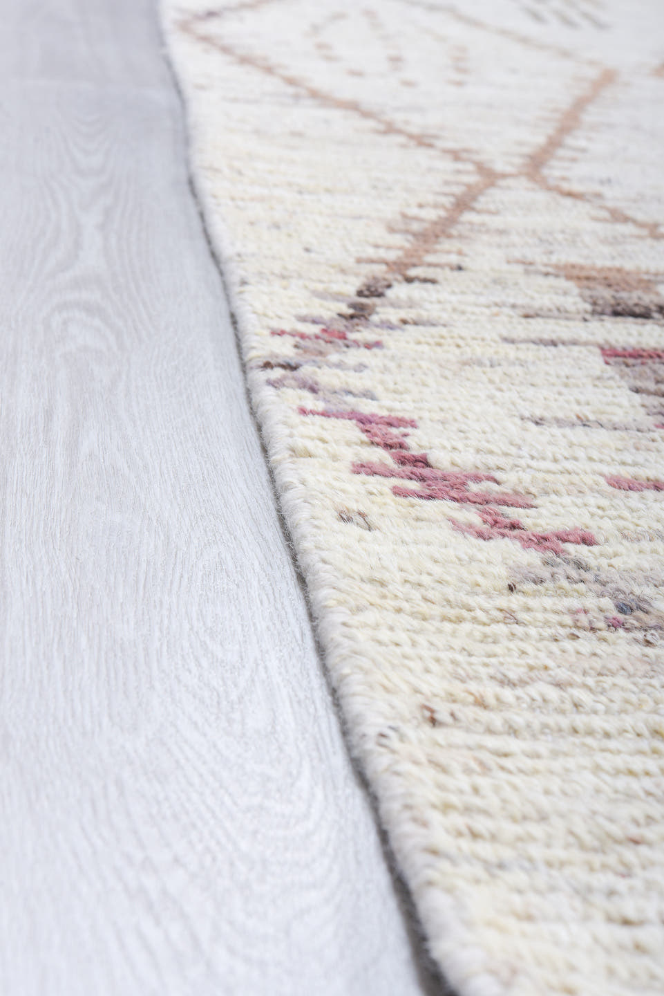 13' x 16' one-of-a-kind handmade vintage Tulu oversize rug. Color palette: ivory, taupe, beige, blush, rose, sage, charcoal