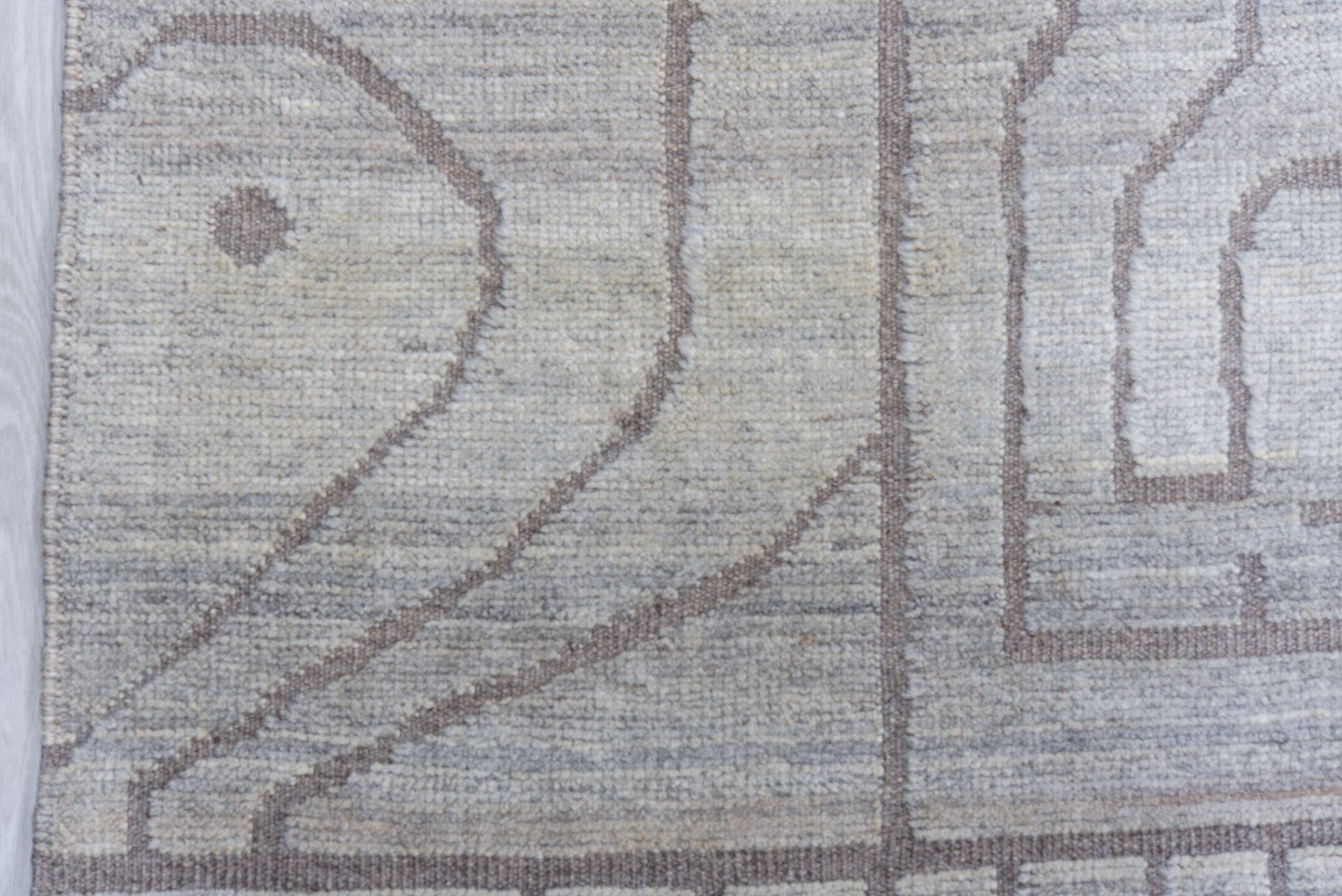 12' x 13' one-of-a-kind handmade vintage Tulu oversize rug. Color palette: ivory, taupe, gray, greige, beige