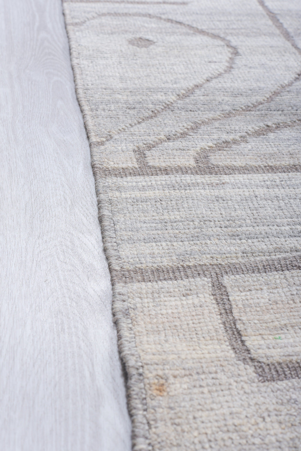 12' x 13' one-of-a-kind handmade vintage Tulu oversize rug. Color palette: ivory, taupe, gray, greige, beige