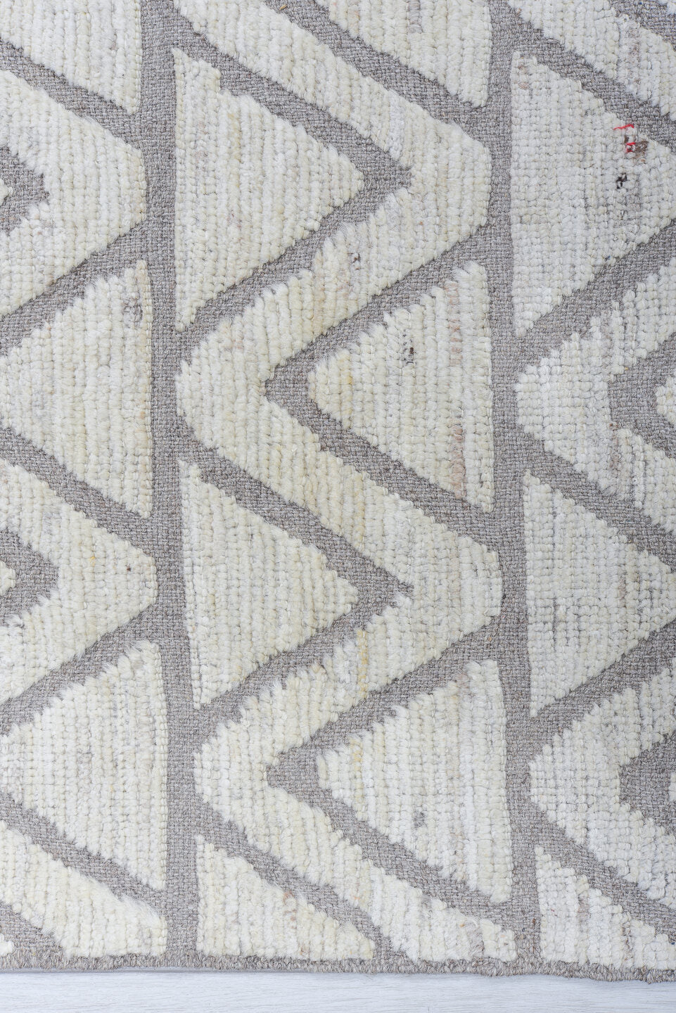 6' x 8' one-of-a-kind handmade vintage Tulu medium size rug. Color palette: ivory, taupe, gray, cream, beige