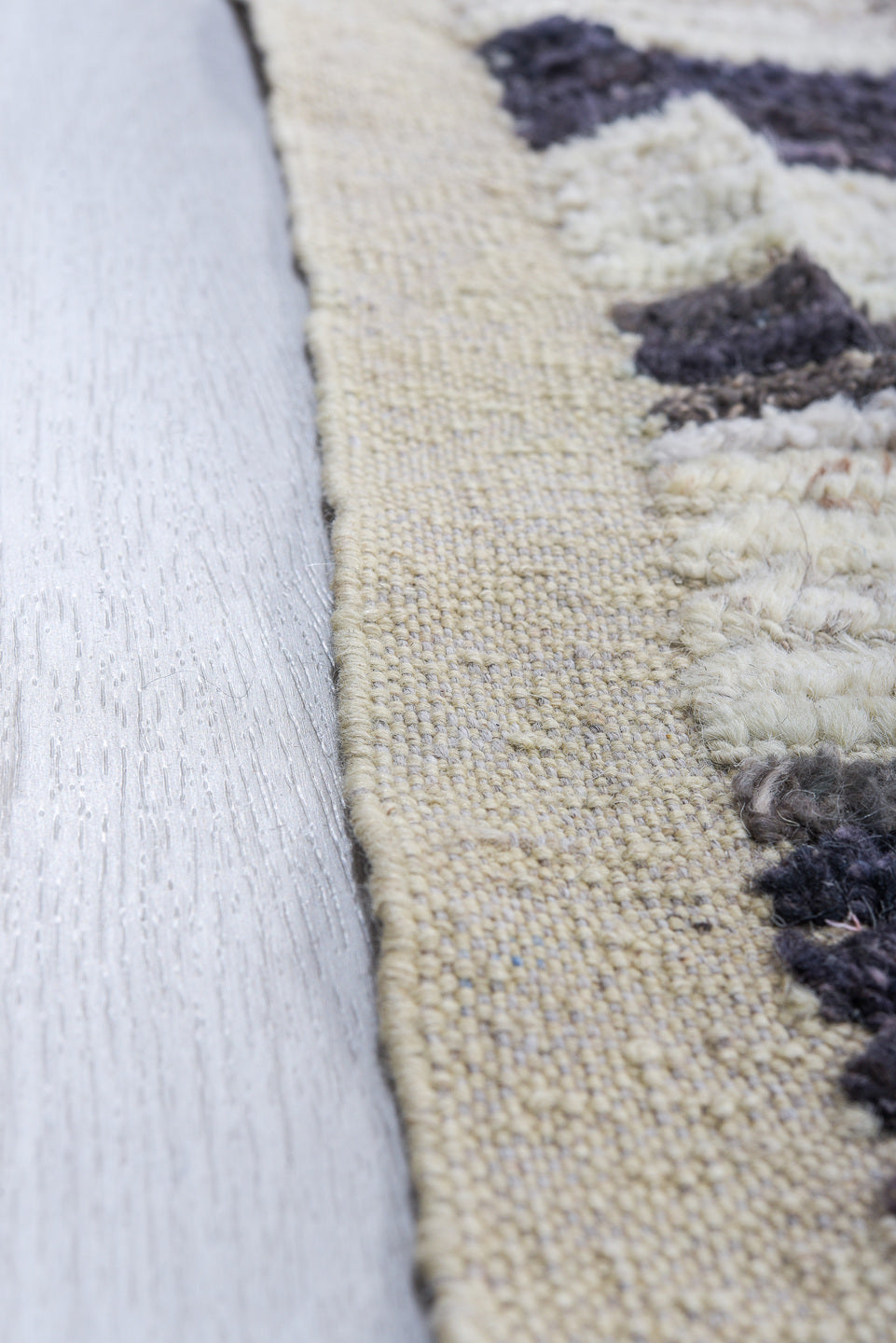 10' x 13' one-of-a-kind handmade vintage Tulu large size rug. Color palette: ivory, charcoal, gray, taupe, black, beige
