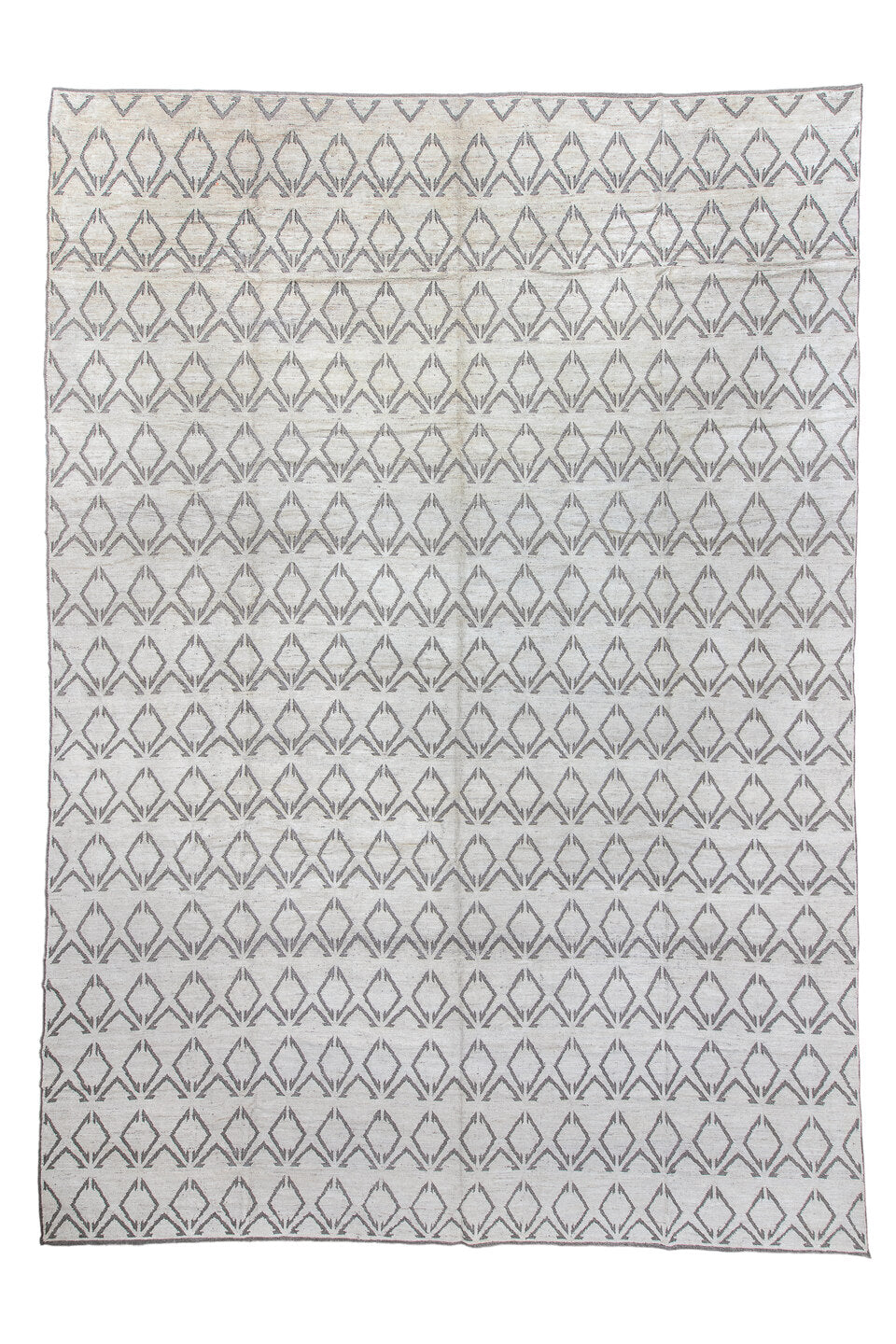 13' x 19' one-of-a-kind handmade vintage Tulu oversize rug. Color palette: dark gray, dim gray, gainsboro, gray, light gray