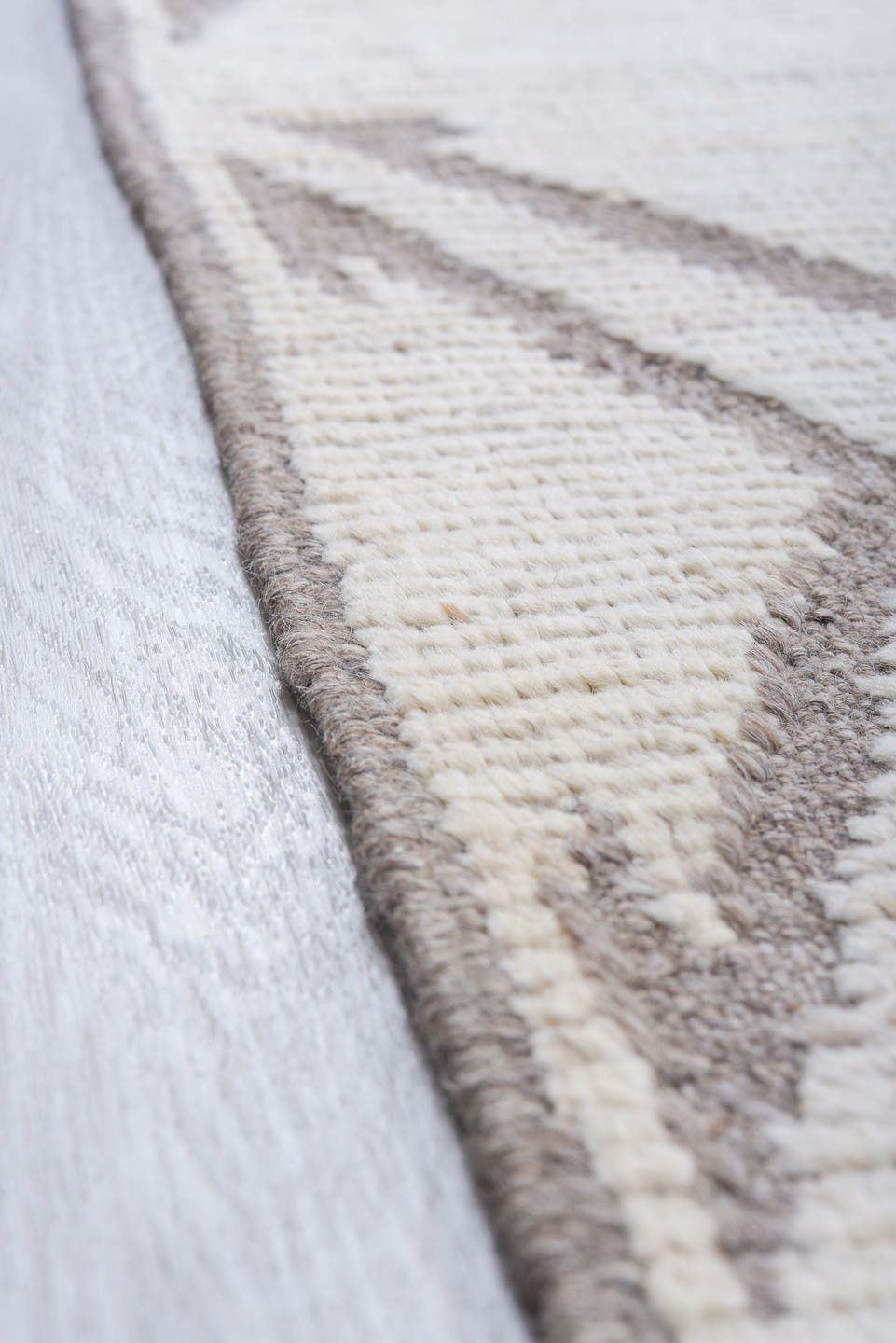 13' x 19' one-of-a-kind handmade vintage Tulu oversize rug. Color palette: ivory, charcoal, taupe, cream, gray, black, beige