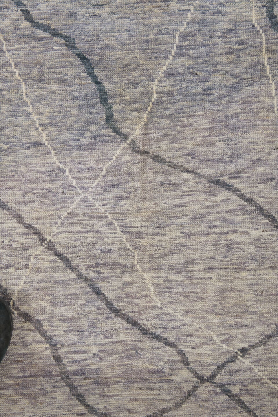 10' x 13' one-of-a-kind handmade vintage Tulu large size rug. Color palette: ivory, gray, charcoal, cream, taupe, black