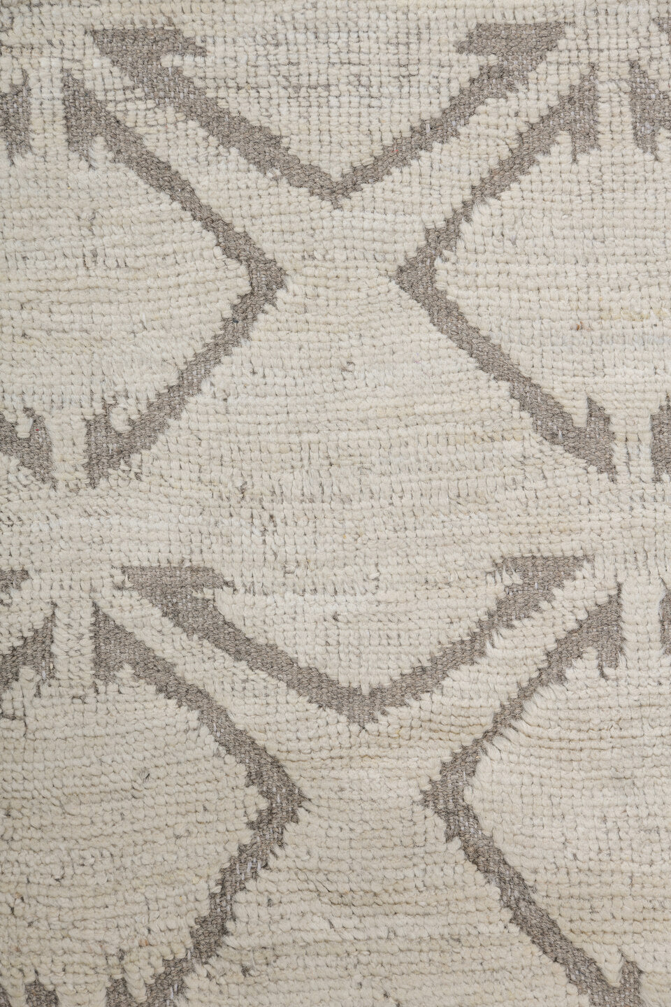 10' x 13' one-of-a-kind handmade vintage Tulu large size rug. Color palette: off-white, gray, light gray, brown, pink