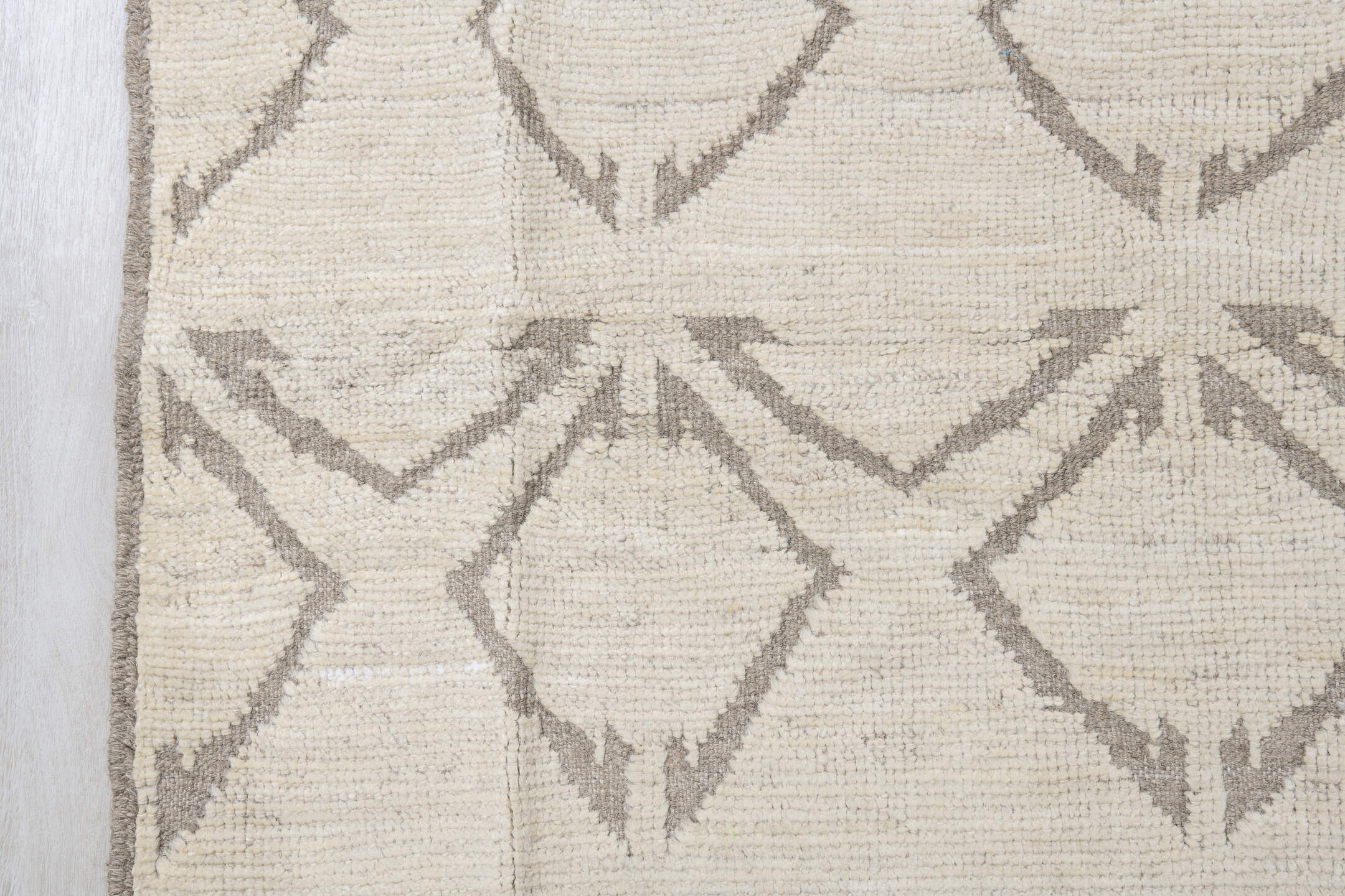 10' x 13' one-of-a-kind handmade vintage Tulu large size rug. Color palette: antiquewhite, brown, gainsboro, gray