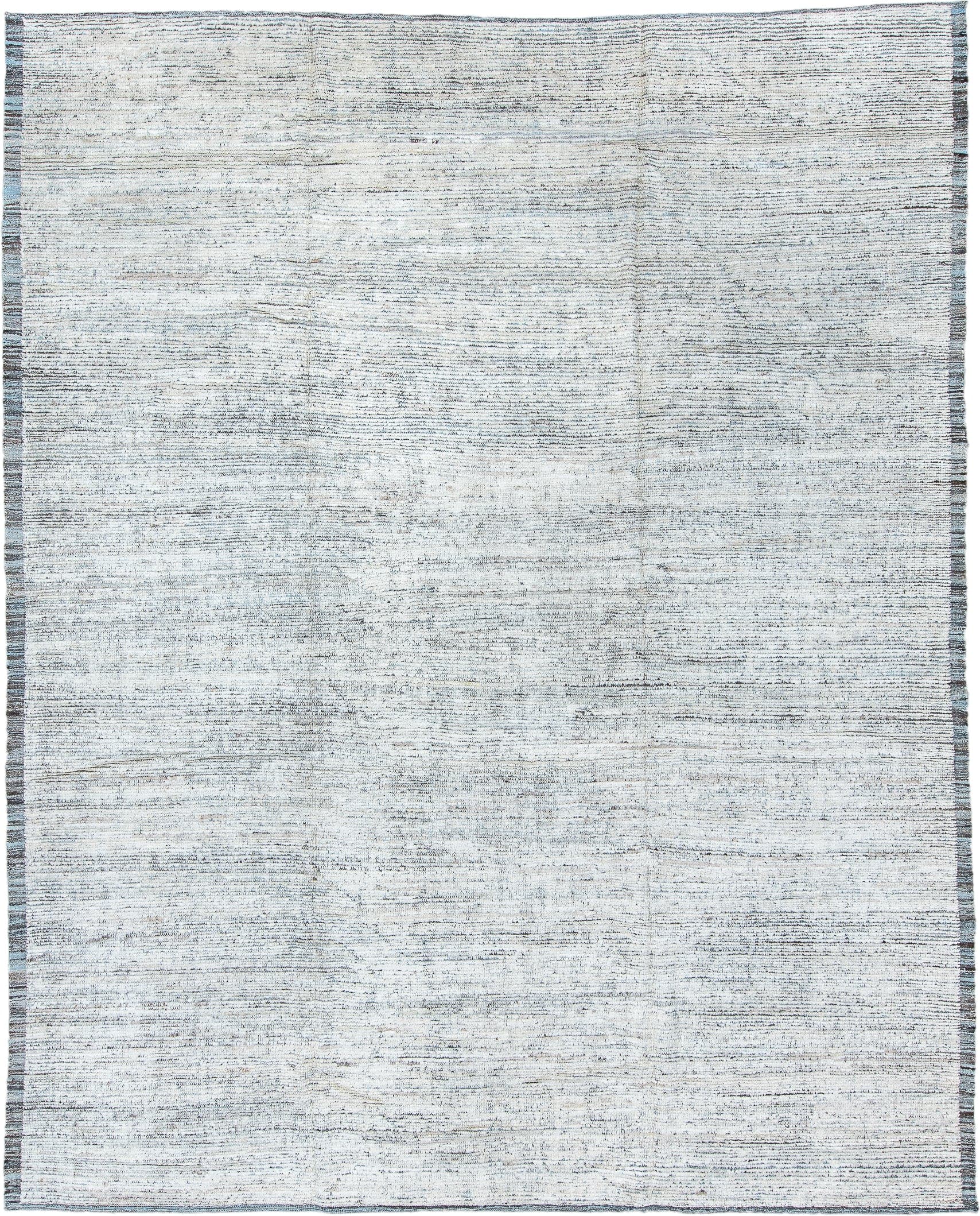 9' x 11' one-of-a-kind handmade vintage Tulu large size rug. Color palette: ivory, charcoal, slate, cream, gray, black