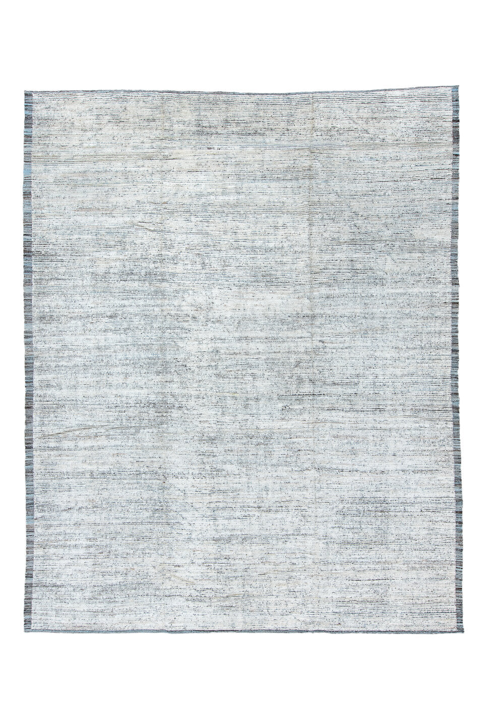 9' x 11' one-of-a-kind handmade vintage Tulu large size rug. Color palette: black, blue, charcoal, dark gray, gainsboro