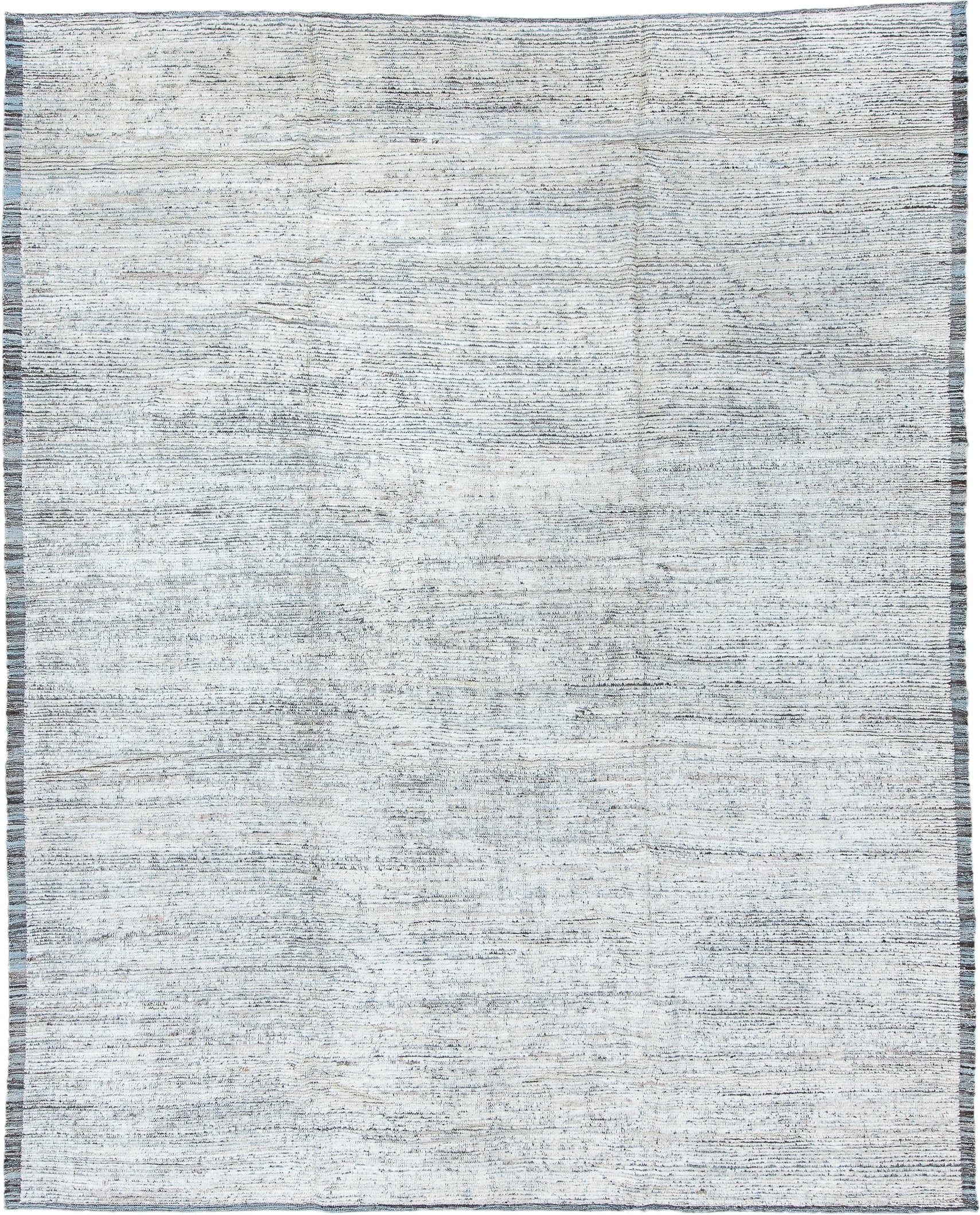 9' x 11' one-of-a-kind handmade vintage Tulu large size rug. Color palette: ivory, charcoal, slate, cream, gray, black