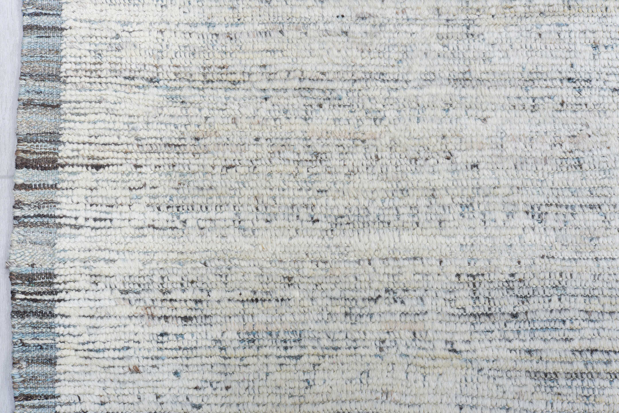 9' x 11' one-of-a-kind handmade vintage Tulu large size rug. Color palette: ivory, charcoal, slate, cream, gray, black