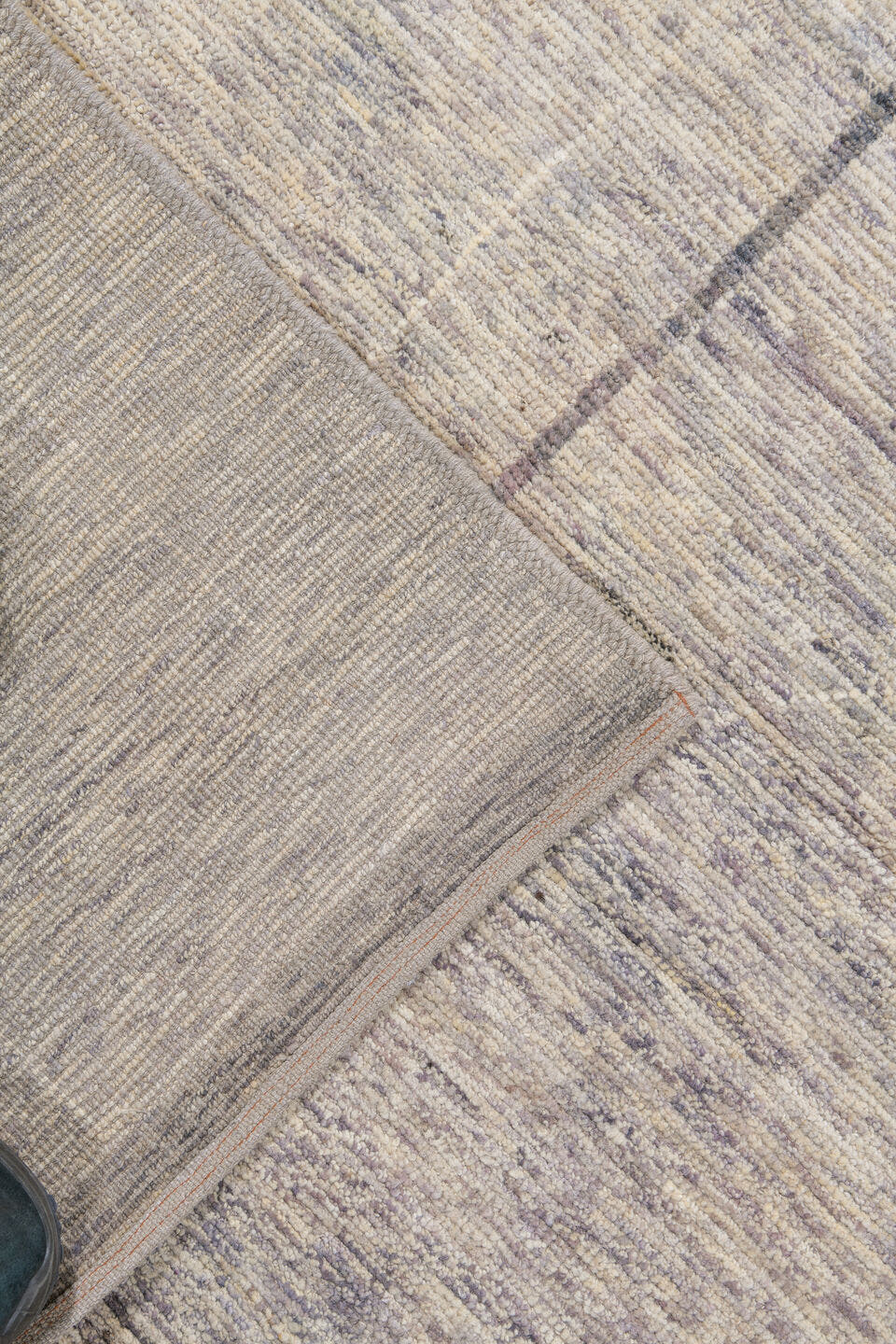 9' x 12' one-of-a-kind handmade vintage Tulu large size rug. Color palette: ivory, taupe, charcoal, cream, gray, beige