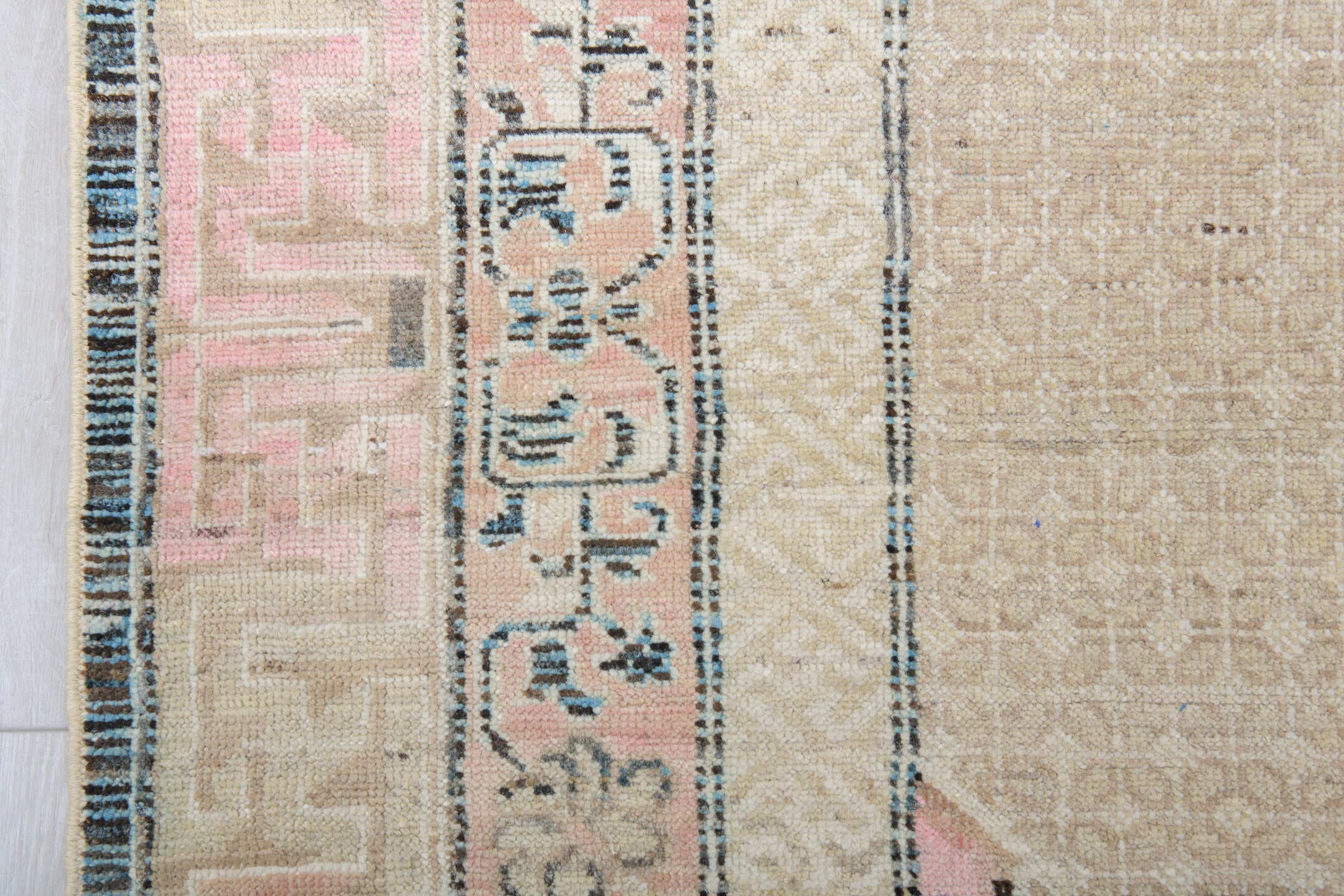 10' x 9' one-of-a-kind handmade vintage Chinese large size rug. Color palette: ivory, blush, charcoal, taupe, cream