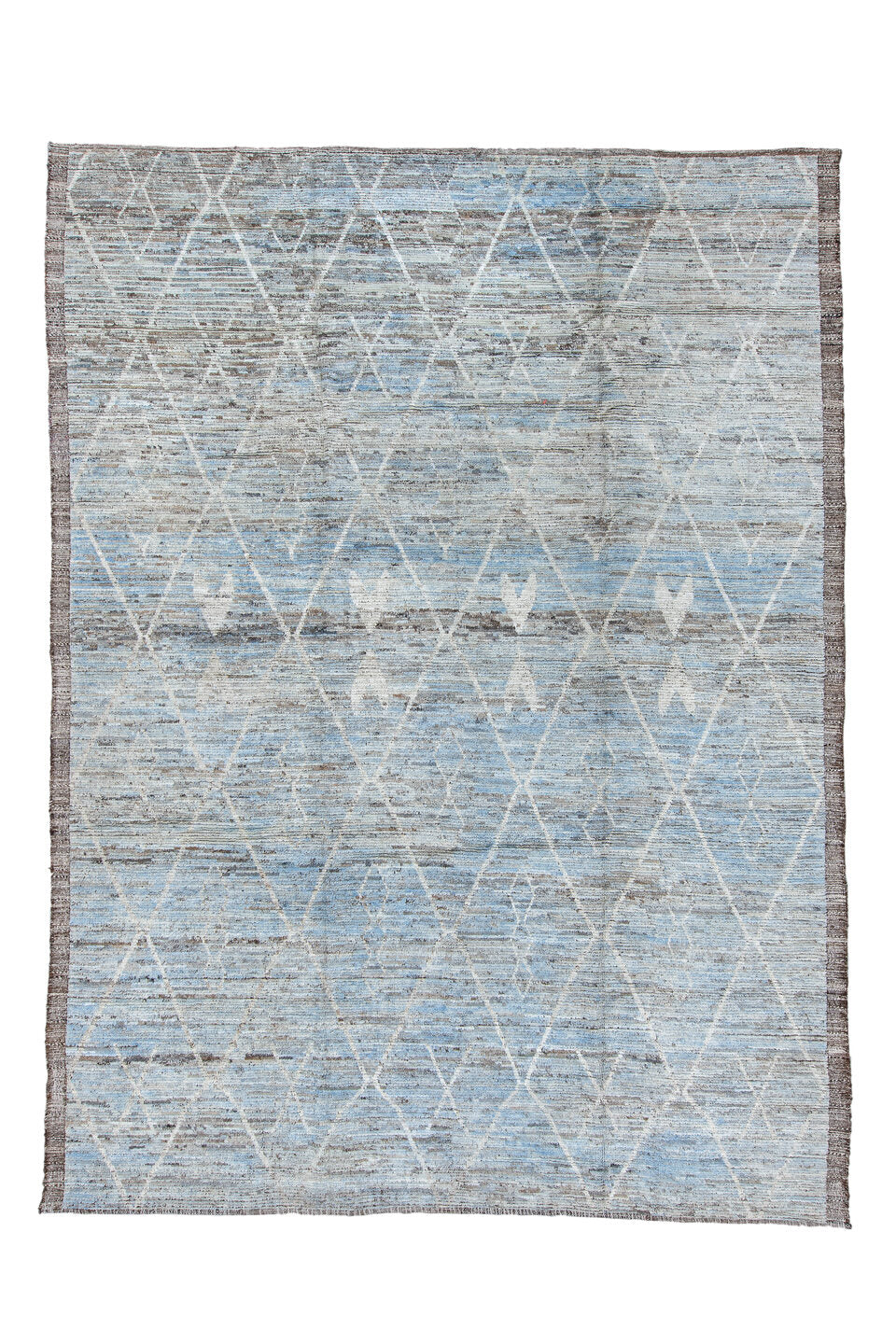 10' x 13' one-of-a-kind handmade vintage Tulu large size rug. Color palette: black, blue, dark gray, gainsboro, gray