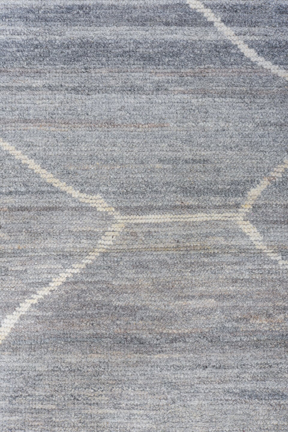 12' x 15' one-of-a-kind handmade vintage Tulu oversize rug. Color palette: gray, ivory, slate, taupe, charcoal, beige, black