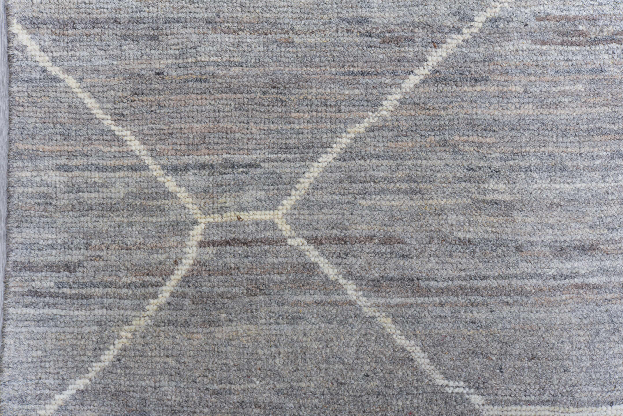 12' x 15' one-of-a-kind handmade vintage Tulu oversize rug. Color palette: gray, ivory, slate, taupe, charcoal, beige, black