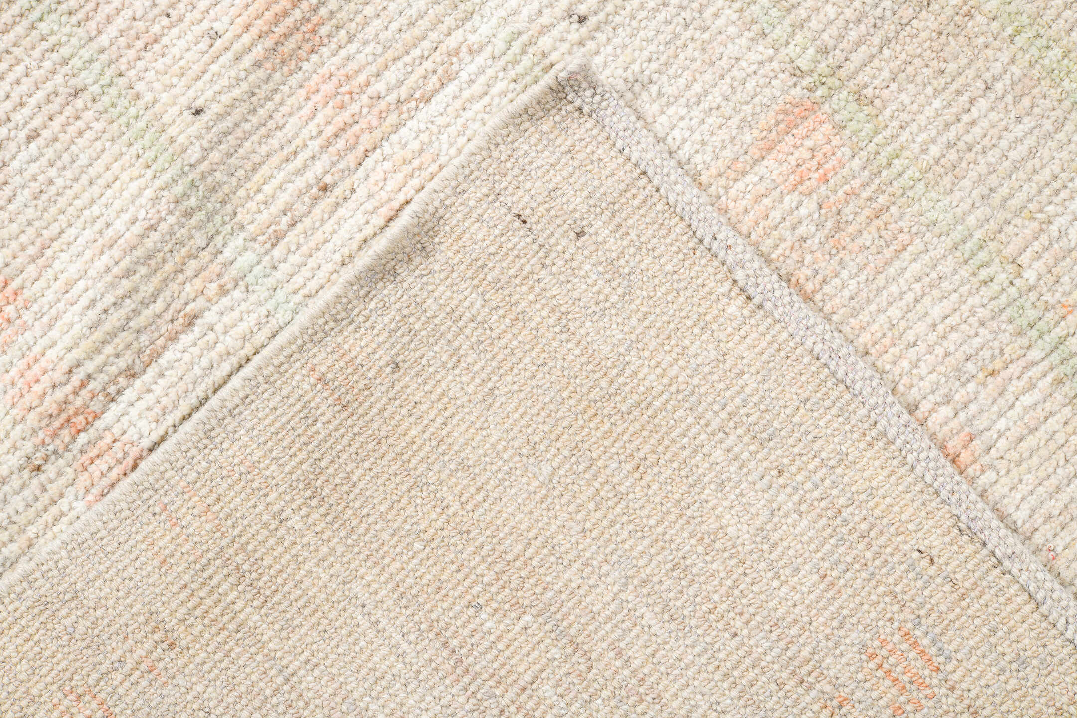 13' x 19' one-of-a-kind handmade vintage Tulu oversize rug. Color palette: ivory, cream, pale gold, pale blue, blush, beige