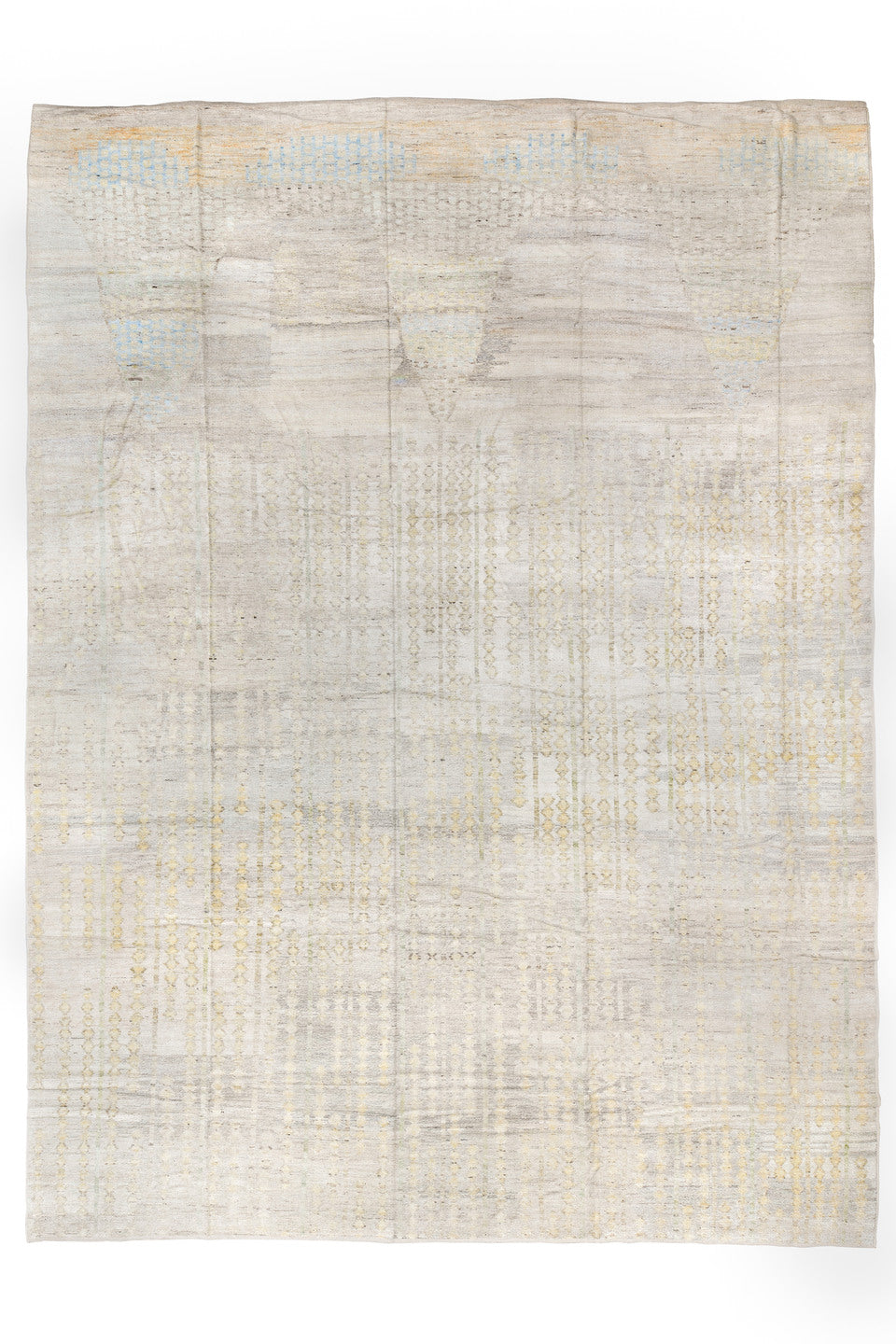 14' x 19' one-of-a-kind handmade vintage Tulu oversize rug. Color palette: brown, gainsboro, gray, light gray, off-white