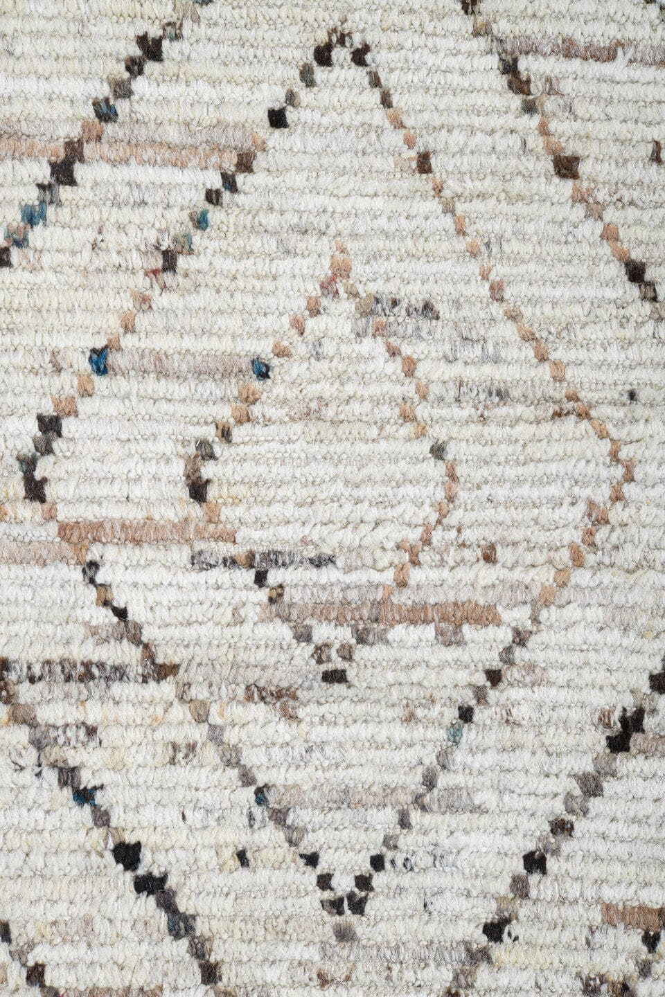 8' x 9' one-of-a-kind handmade vintage Tulu rug. Color palette: ivory, taupe, charcoal, gray, beige, black