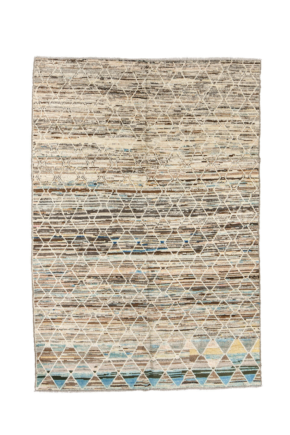 6' x 9' one-of-a-kind handmade vintage Tulu medium size rug. Color palette: blue, dark gray, dim gray, gainsboro, gray