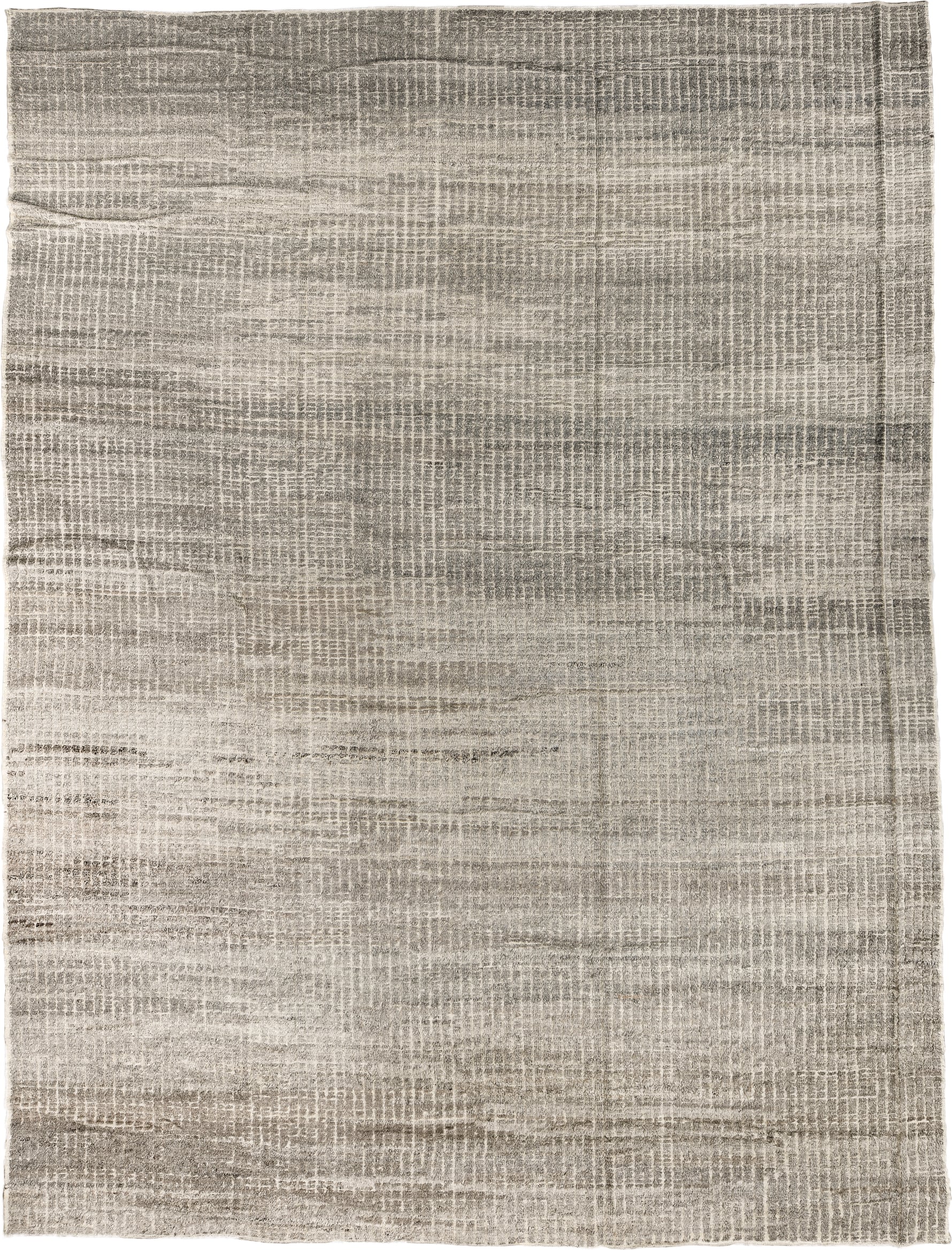 10' x 14' one-of-a-kind handmade vintage Tulu large size rug. Color palette: taupe, ivory, gray, greige, charcoal, beige