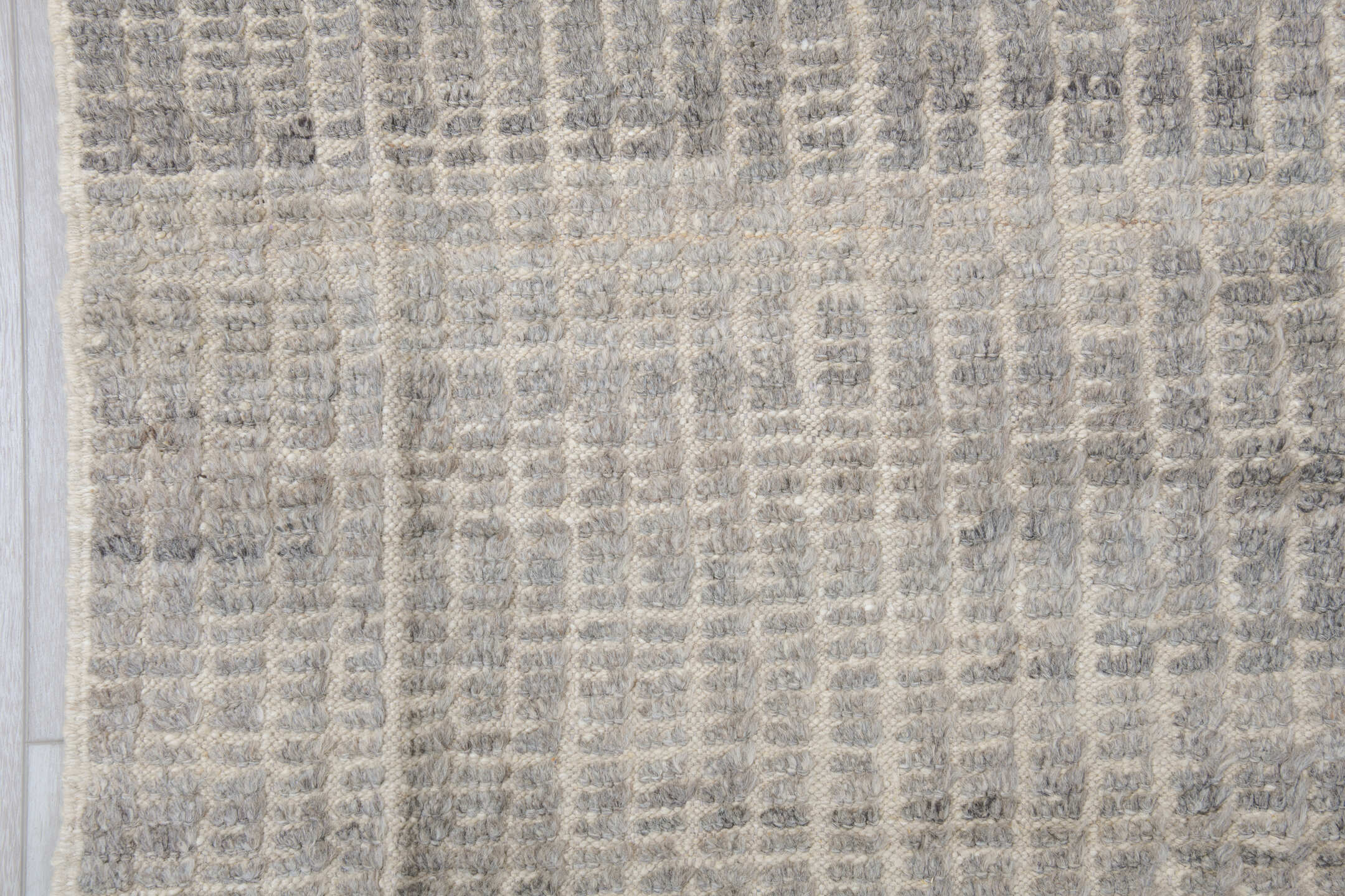 10' x 14' one-of-a-kind handmade vintage Tulu large size rug. Color palette: dark gray, gainsboro, gray, light gray