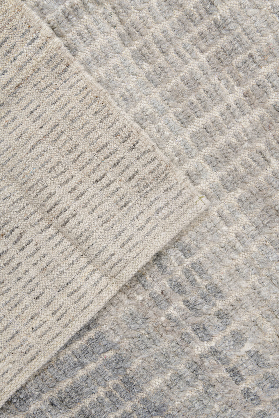 10' x 14' one-of-a-kind handmade vintage Tulu large size rug. Color palette: dark gray, gainsboro, gray, light gray