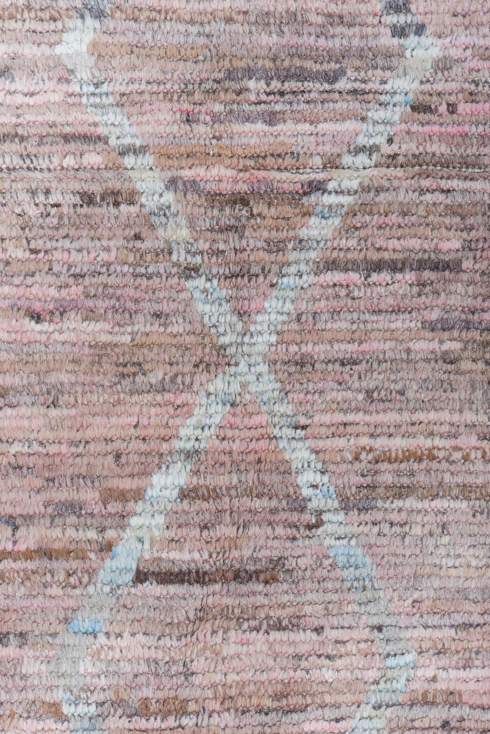 8' x 9' one-of-a-kind handmade vintage Tulu rug. Color palette: taupe, blush, brown, ivory, rose, camel, beige, gray, pink