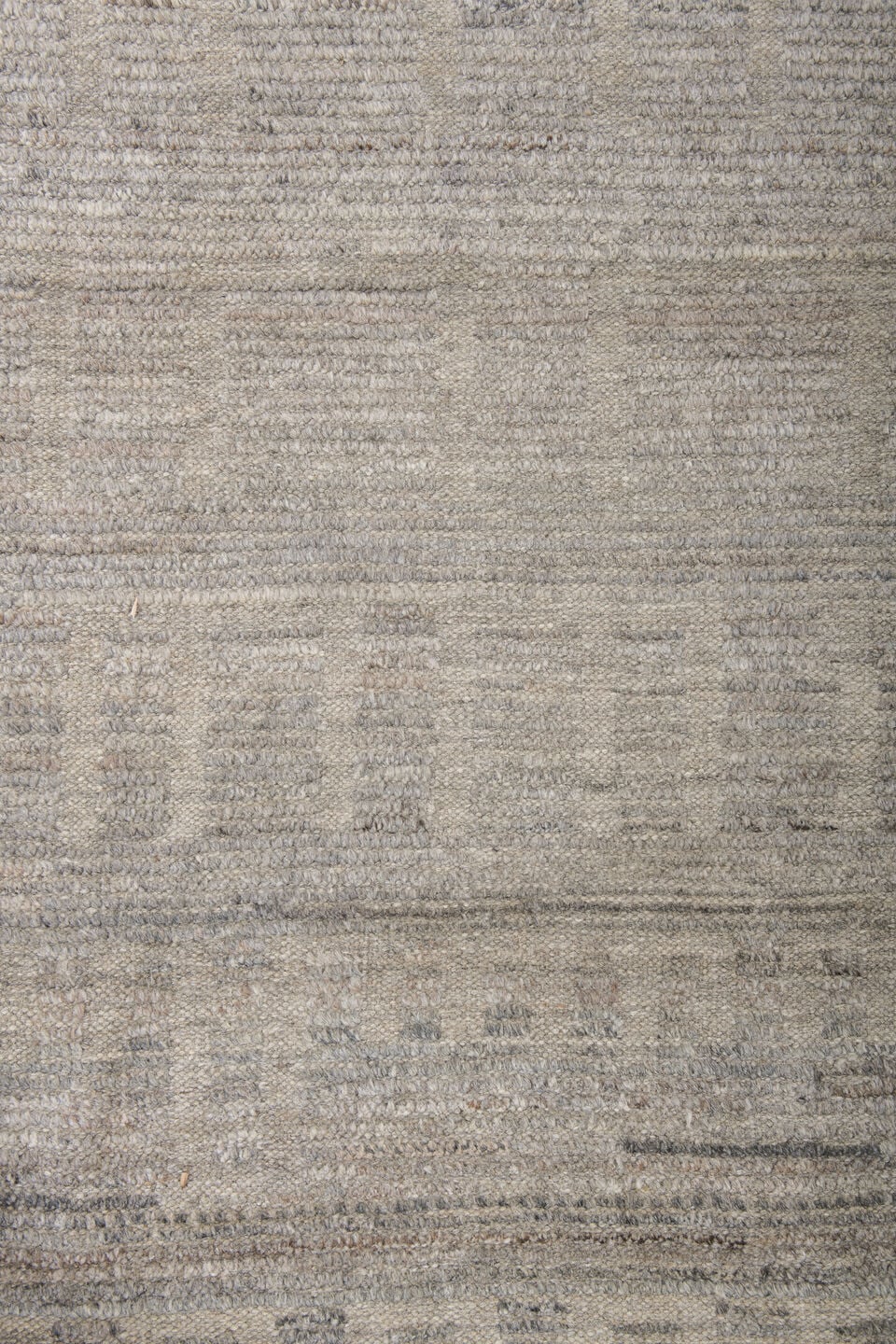 9' x 12' one-of-a-kind handmade vintage Tulu large size rug. Color palette: taupe, ivory, gray, greige, stone, beige