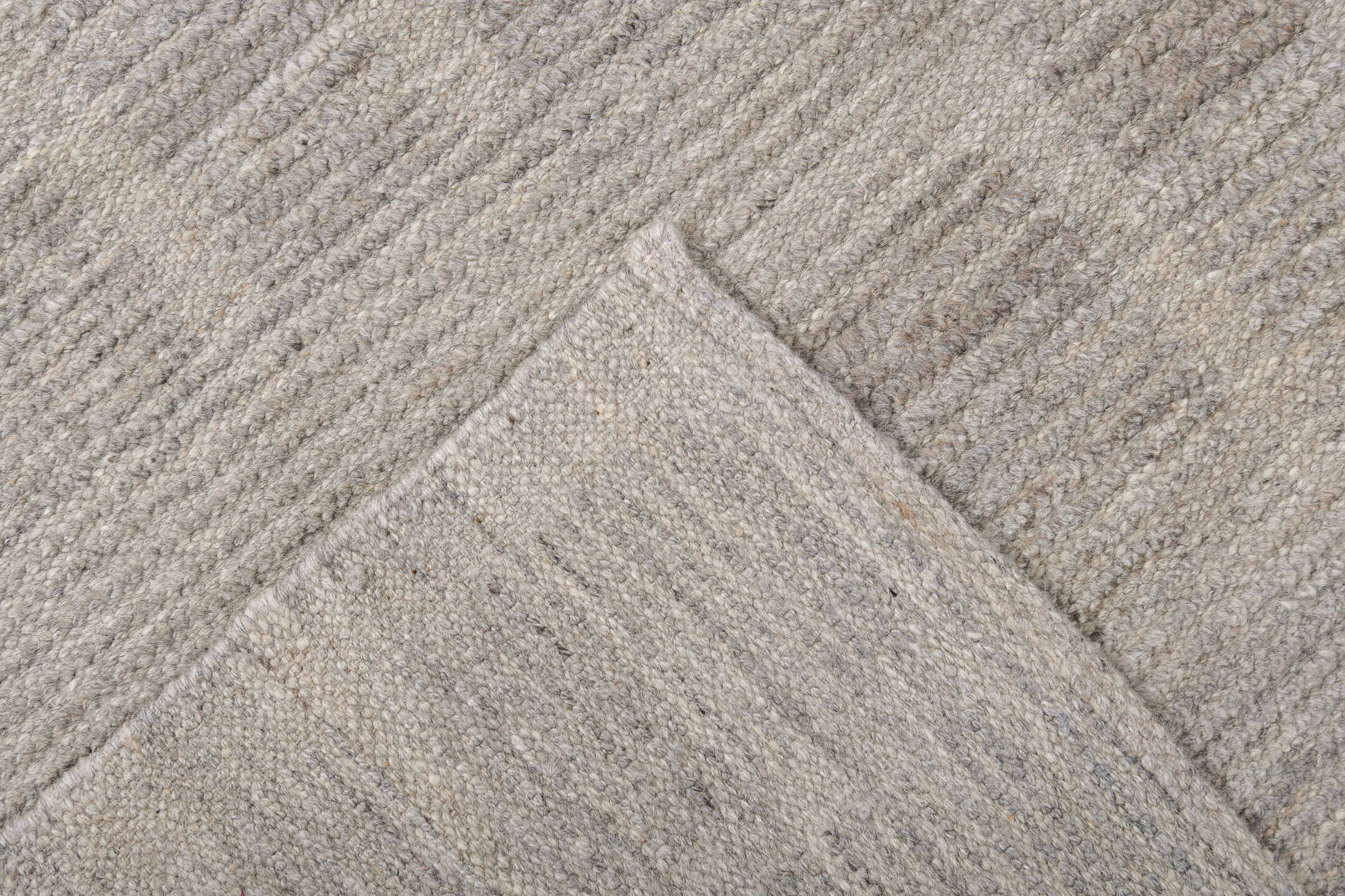 9' x 12' one-of-a-kind handmade vintage Tulu large size rug. Color palette: taupe, ivory, gray, greige, stone, beige