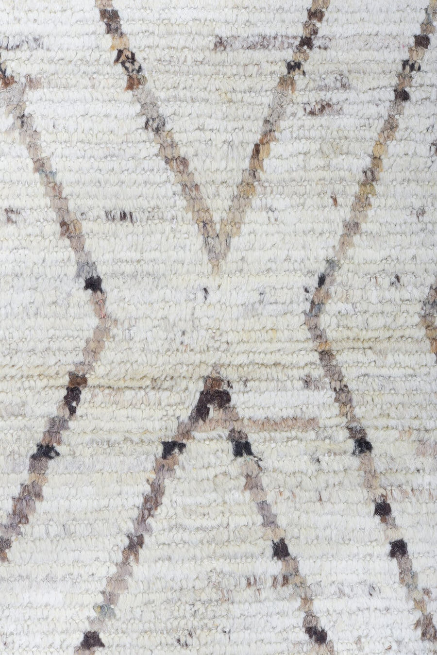 10' x 13' one-of-a-kind handmade vintage Tulu large size rug. Color palette: ivory, taupe, brown, beige, gray