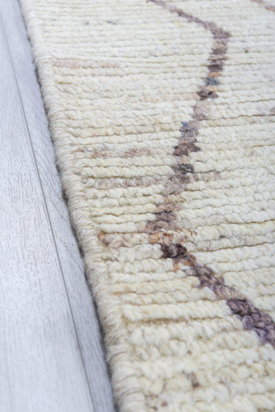 10' x 13' one-of-a-kind handmade vintage Tulu large size rug. Color palette: ivory, taupe, brown, beige, gray