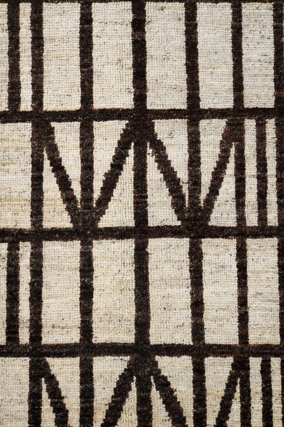 11' x 13' one-of-a-kind handmade vintage Tulu oversize rug. Color palette: ivory, charcoal, gray, black