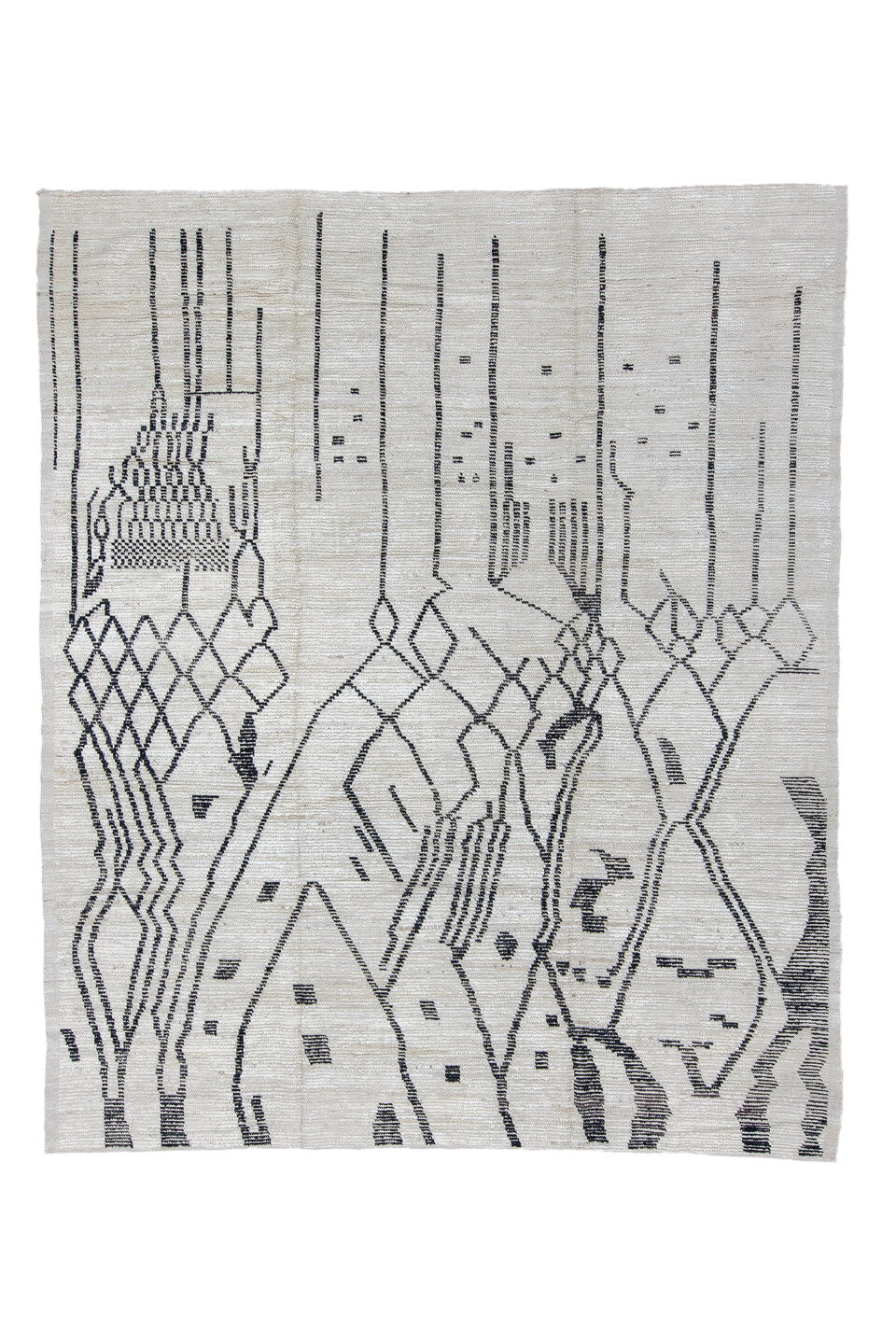 9' x 11' one-of-a-kind handmade vintage Tulu large size rug. Color palette: blue, dark gray, gainsboro, gray, light blue