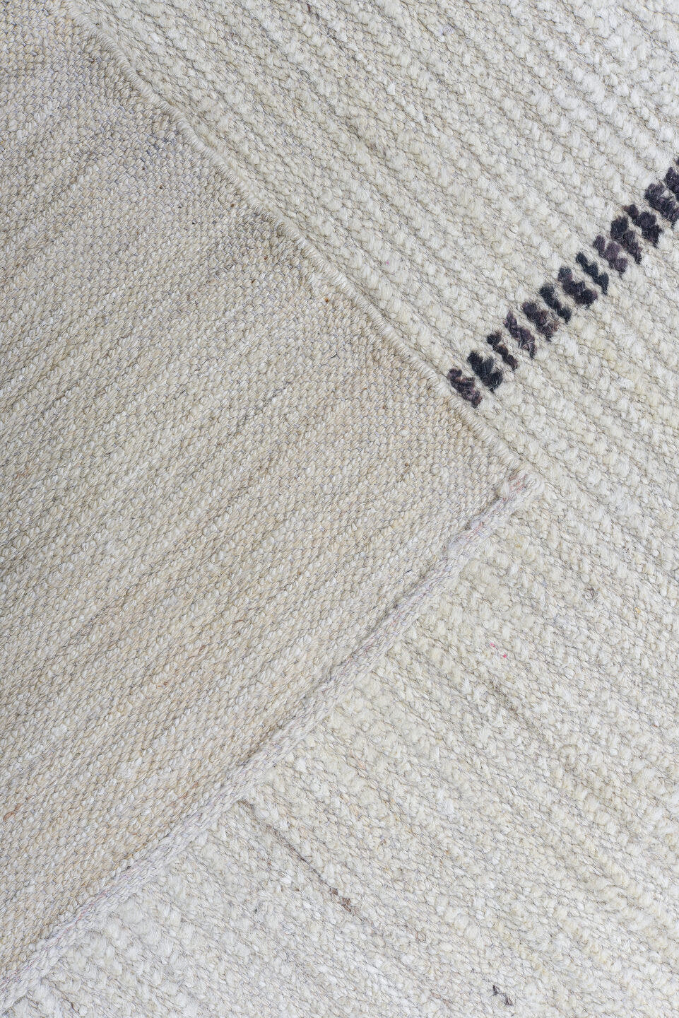 9' x 11' one-of-a-kind handmade vintage Tulu large size rug. Color palette: ivory, charcoal, gray, black