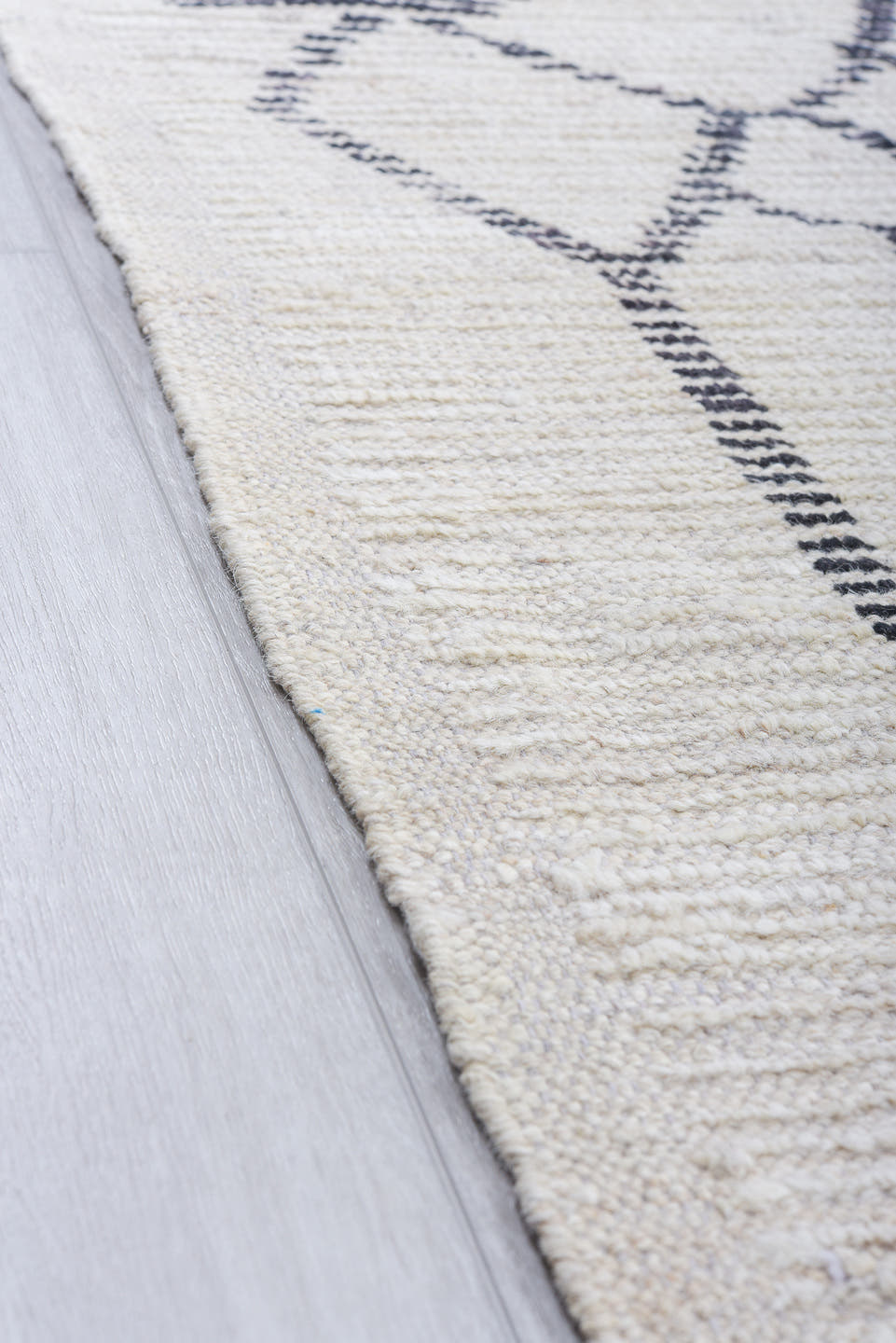 9' x 11' one-of-a-kind handmade vintage Tulu large size rug. Color palette: ivory, charcoal, gray, black