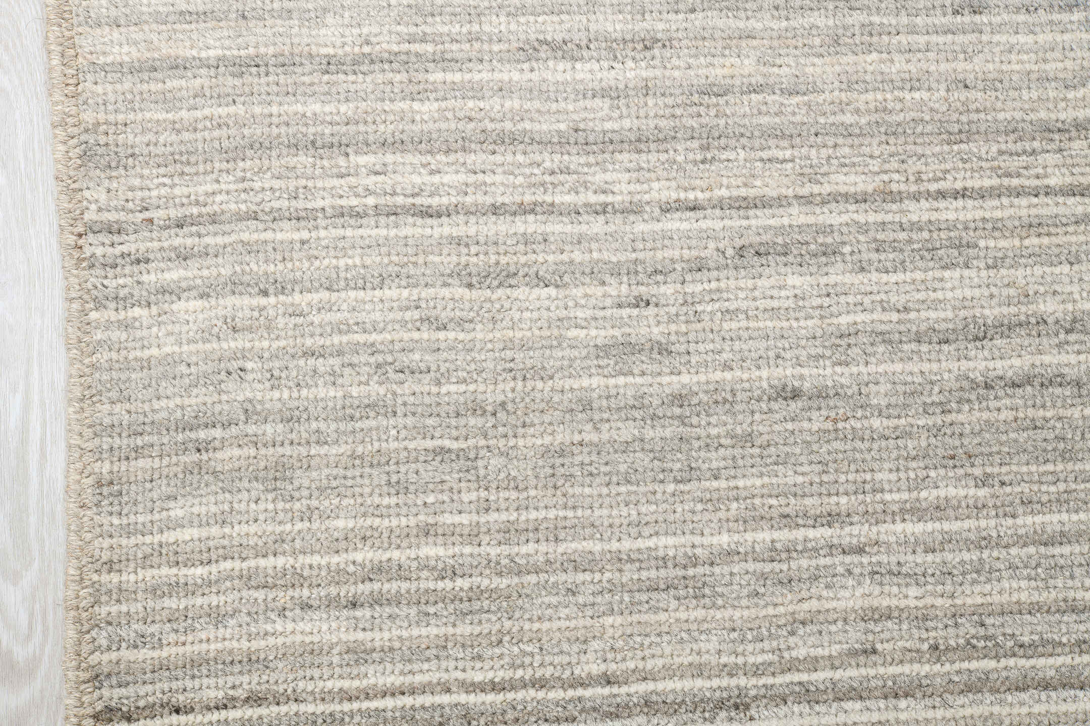 9' x 12' one-of-a-kind handmade vintage Tulu large size rug. Color palette: ivory, taupe, beige, gray