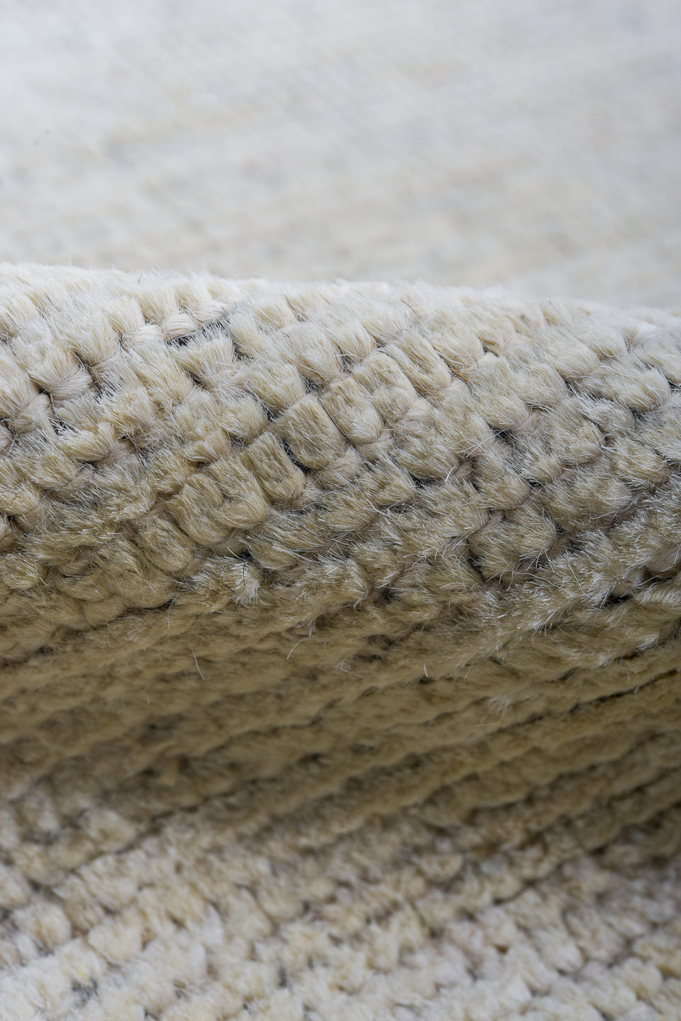 6' x 9' one-of-a-kind handmade vintage Tulu medium size rug. Color palette: ivory, charcoal, cream, taupe, gray, black