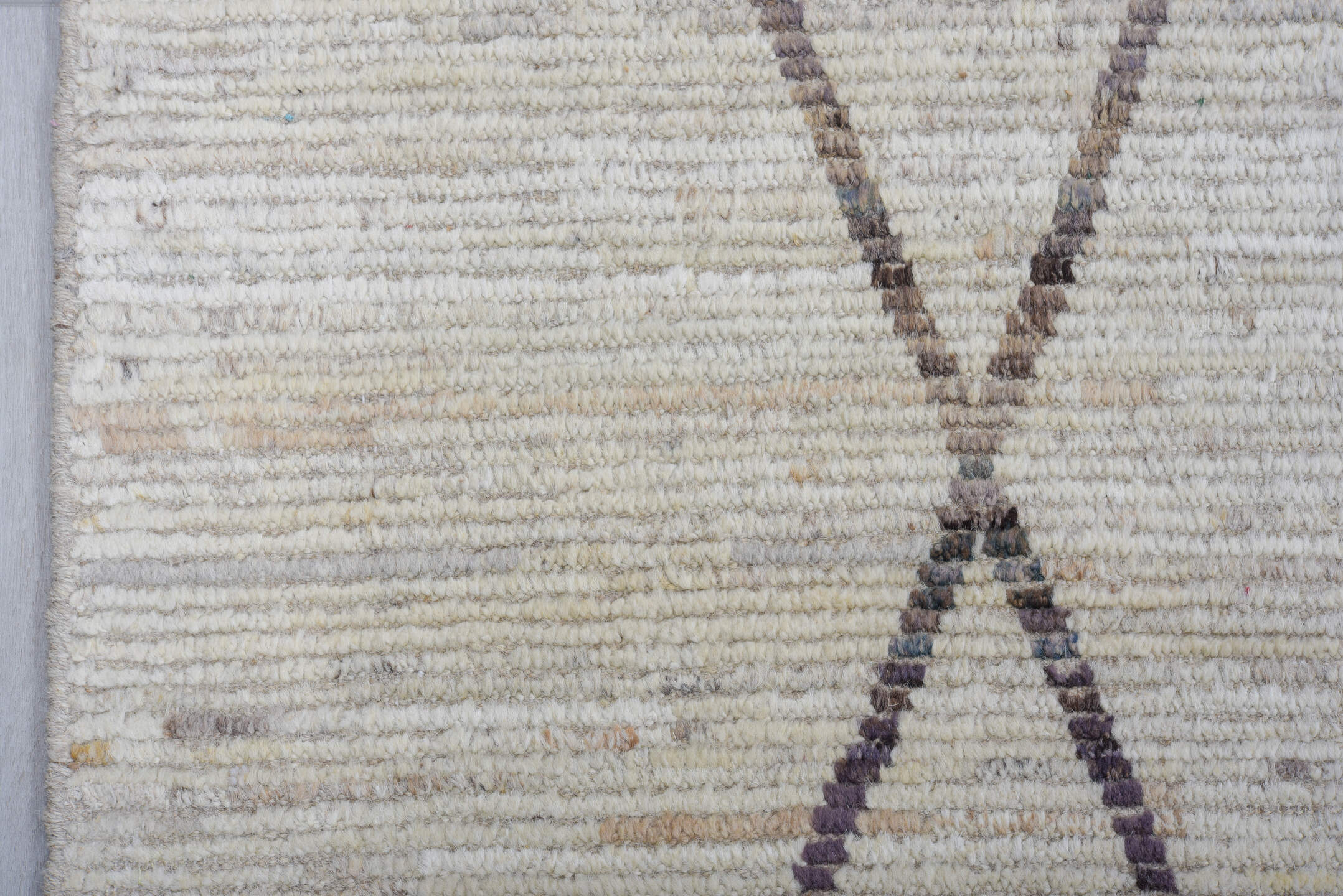 10' x 13' one-of-a-kind handmade vintage Tulu large size rug. Color palette: ivory, charcoal, taupe, brown, gray, black