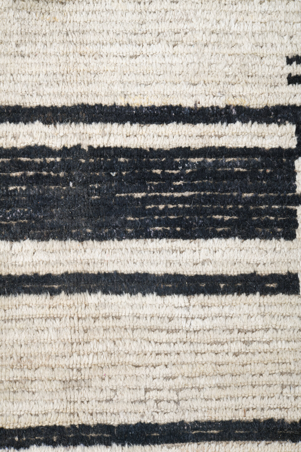 8' x 12' one-of-a-kind handmade vintage Tulu large size rug. Color palette: ivory, charcoal, taupe, gray, black, beige