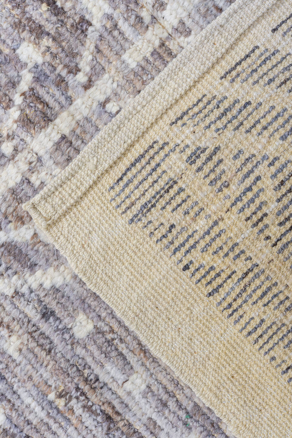 10' x 13' one-of-a-kind handmade vintage Tulu large size rug. Color palette: ivory, silver, gray, taupe, beige