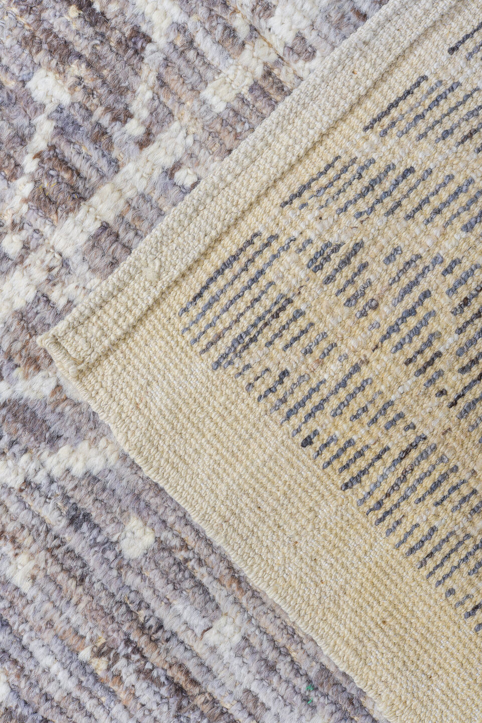 10' x 13' one-of-a-kind handmade vintage Tulu large size rug. Color palette: ivory, silver, gray, taupe, beige