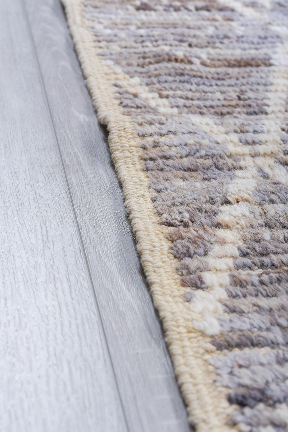 8' x 9' one-of-a-kind handmade vintage Tulu rug. Color palette: ivory, gray, taupe, greige, stone, beige