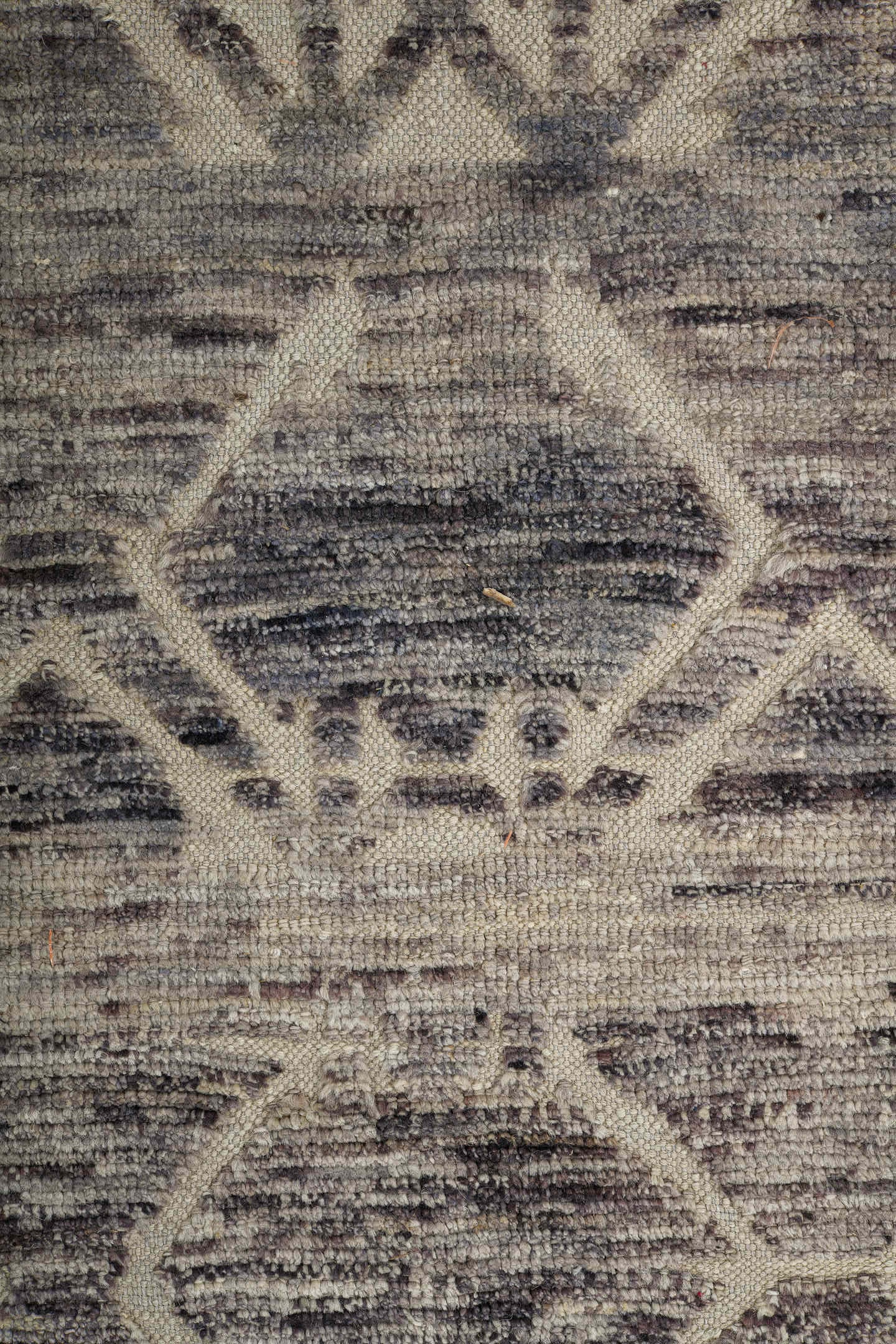 9' x 11' one-of-a-kind handmade vintage Tulu large size rug. Color palette: ivory, taupe, brown, charcoal, cream, beige