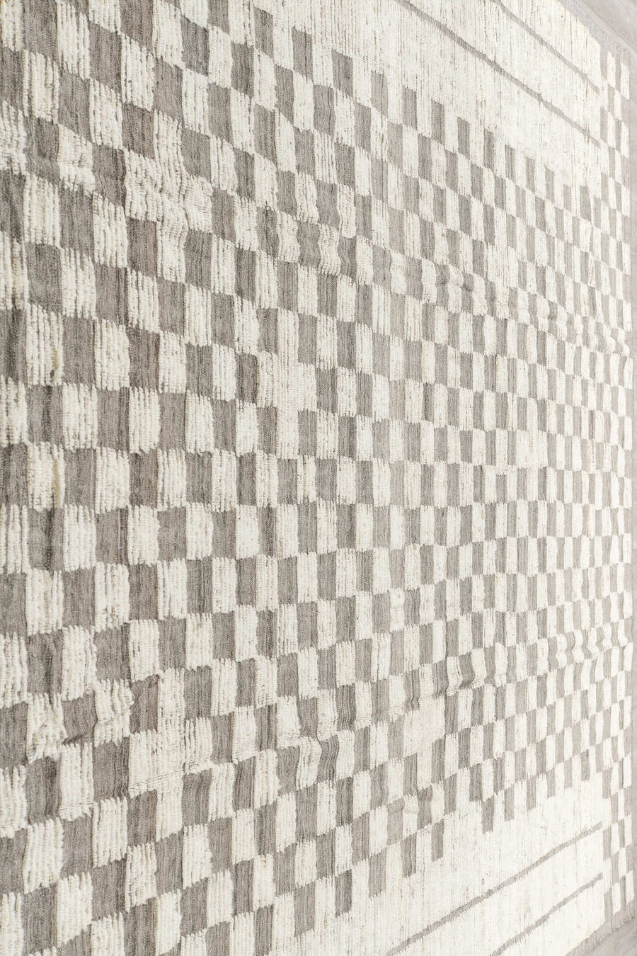 10' x 14' one-of-a-kind handmade vintage Tulu large size rug. Color palette: ivory, gray, taupe, beige