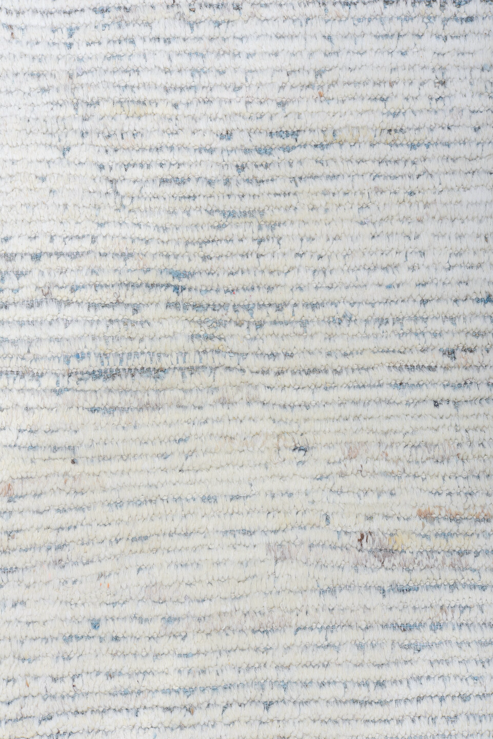 13' x 16' one-of-a-kind handmade vintage Tulu oversize rug. Color palette: ivory, pale blue, cream, light gray, light blue