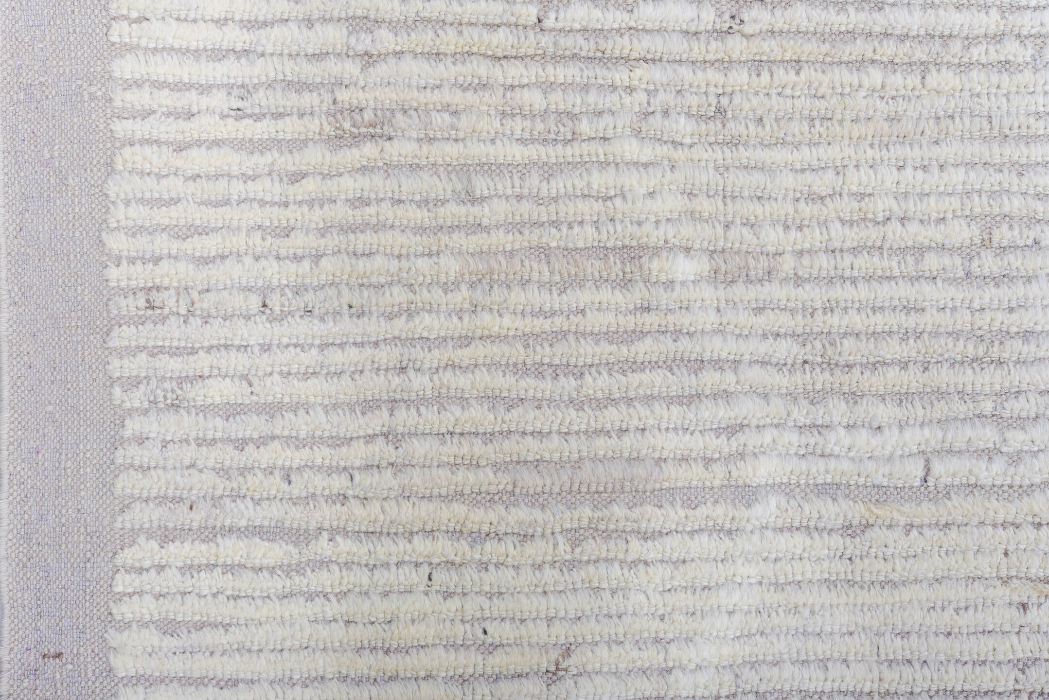 10' x 14' one-of-a-kind handmade vintage Tulu large size rug. Color palette: ivory, cream, taupe, light gray, pale lavender