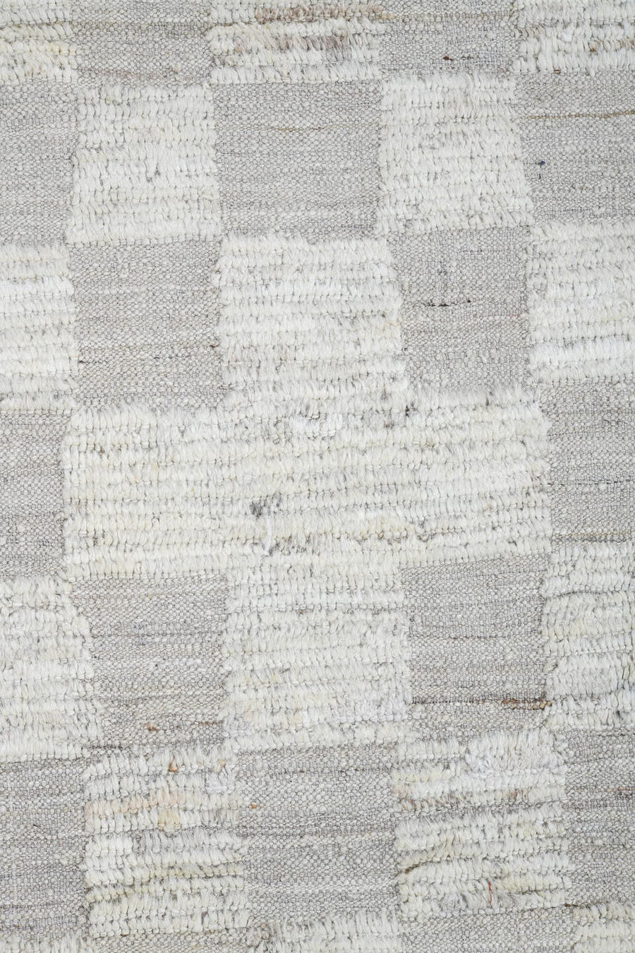 10' x 13' one-of-a-kind handmade vintage Tulu large size rug. Color palette: ivory, pale gray, cream, taupe, light gray